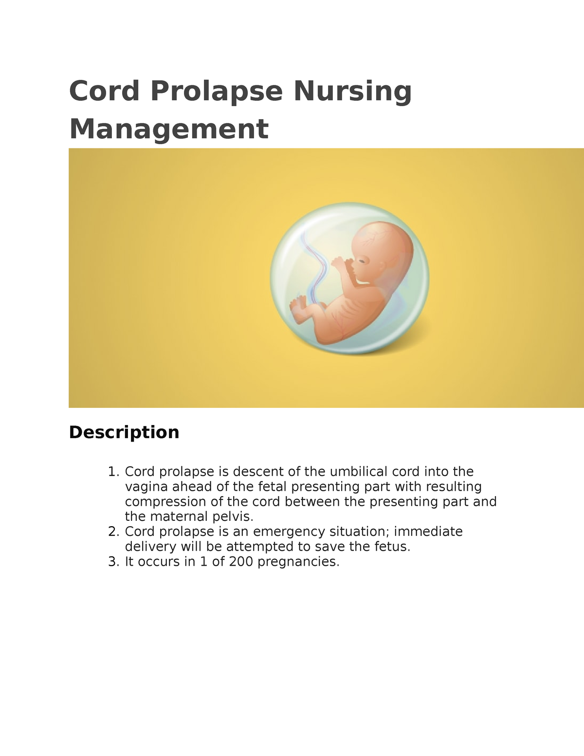 management of cord presentation ppt