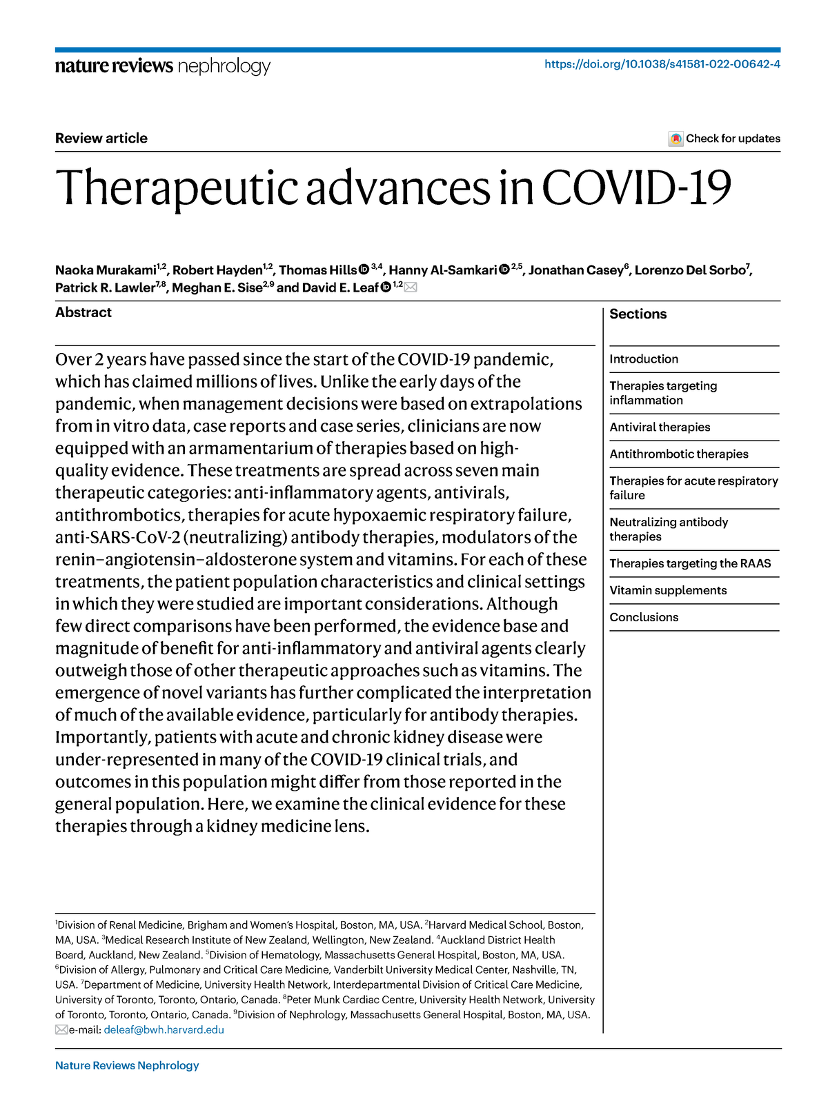 Terapeutica para Covid 19 - nature reviews nephrology doi/10.1038 ...