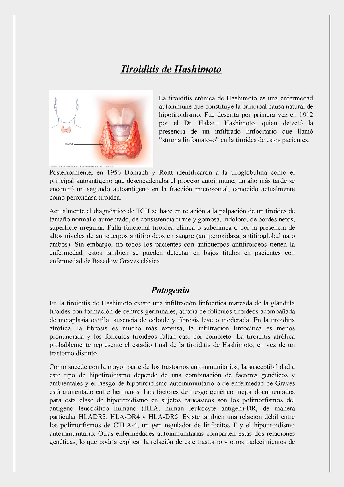 Tiroiditis De Hashimoto - Fue Descrita Por Primera Vez En 1912 Por El ...