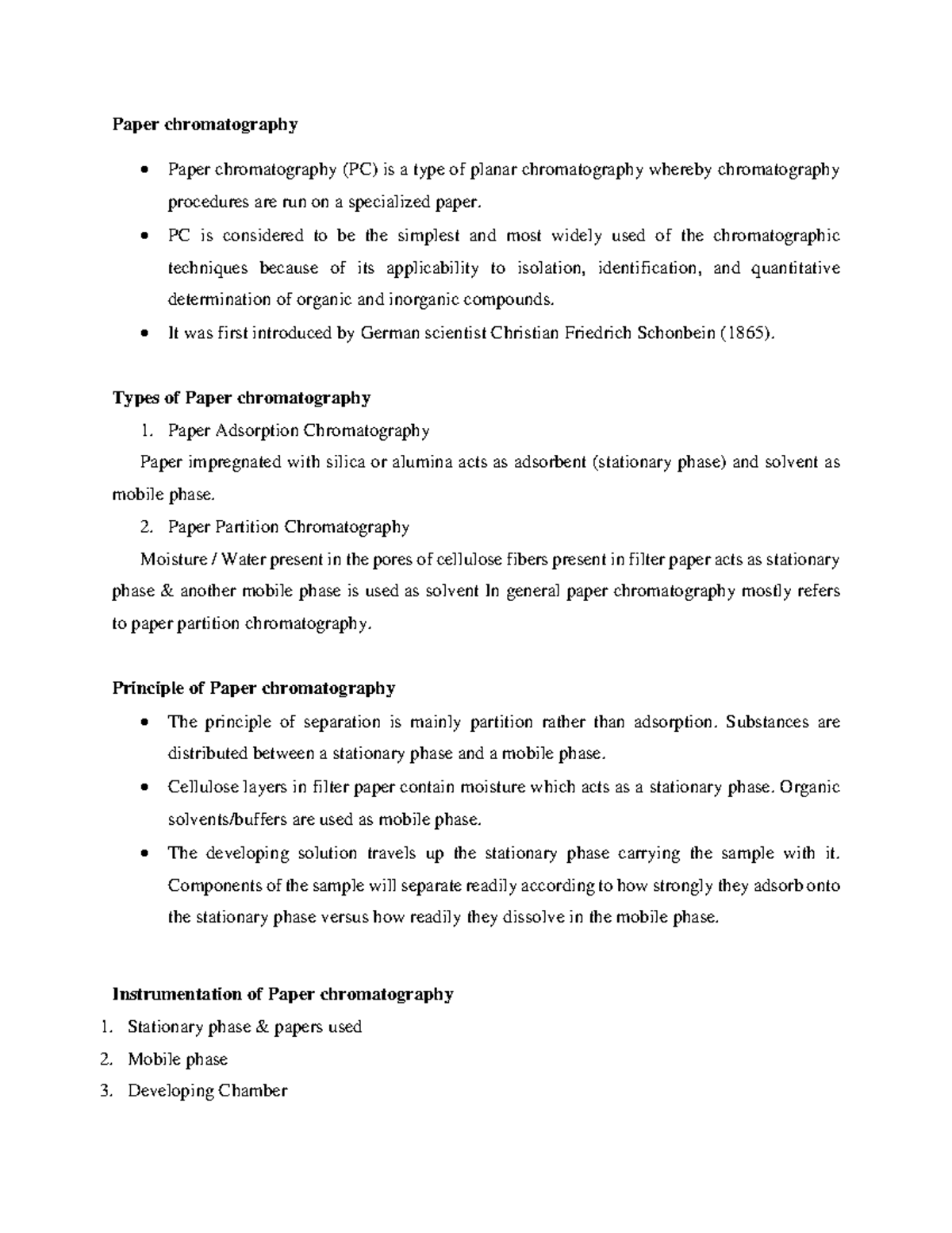 Paper chromatography - PC is considered to be the simplest and most ...