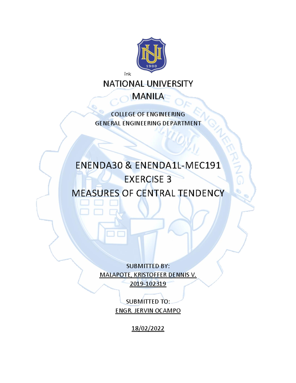 Data analysis for mechanical engineering students - ink NATIONAL ...