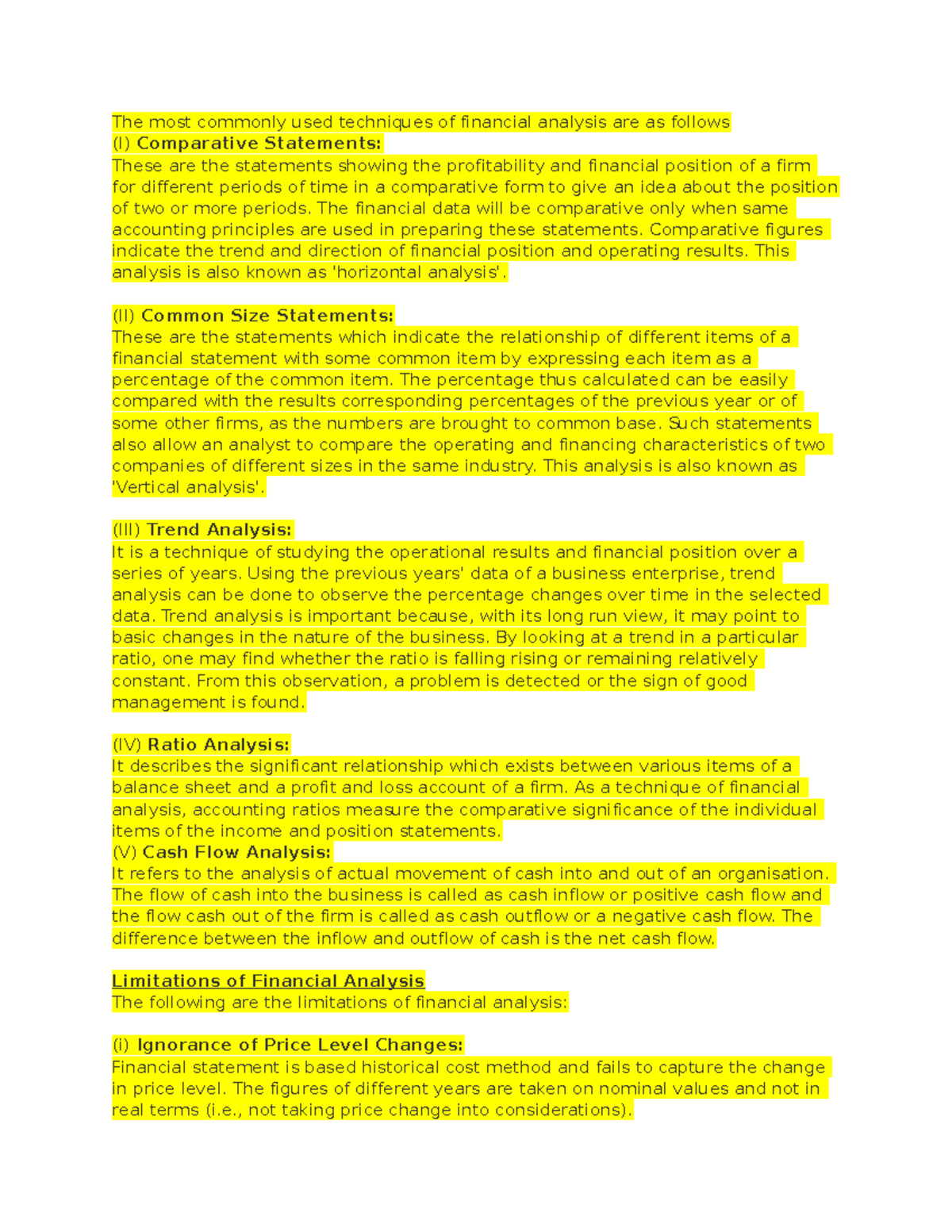 Ledger - The most commonly used techniques of financial analysis are as ...