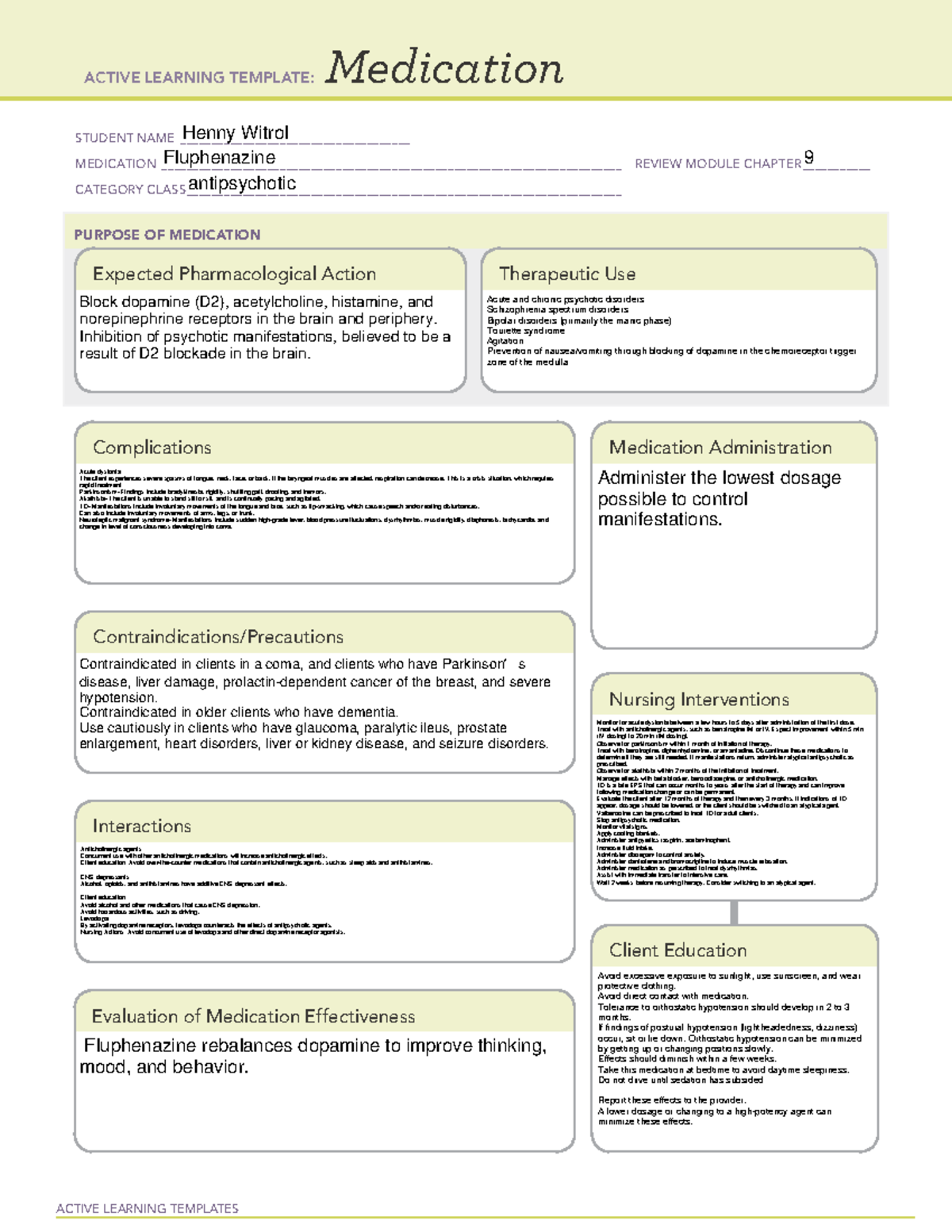 Fluphenazine active learning template - ACTIVE LEARNING TEMPLATES ...