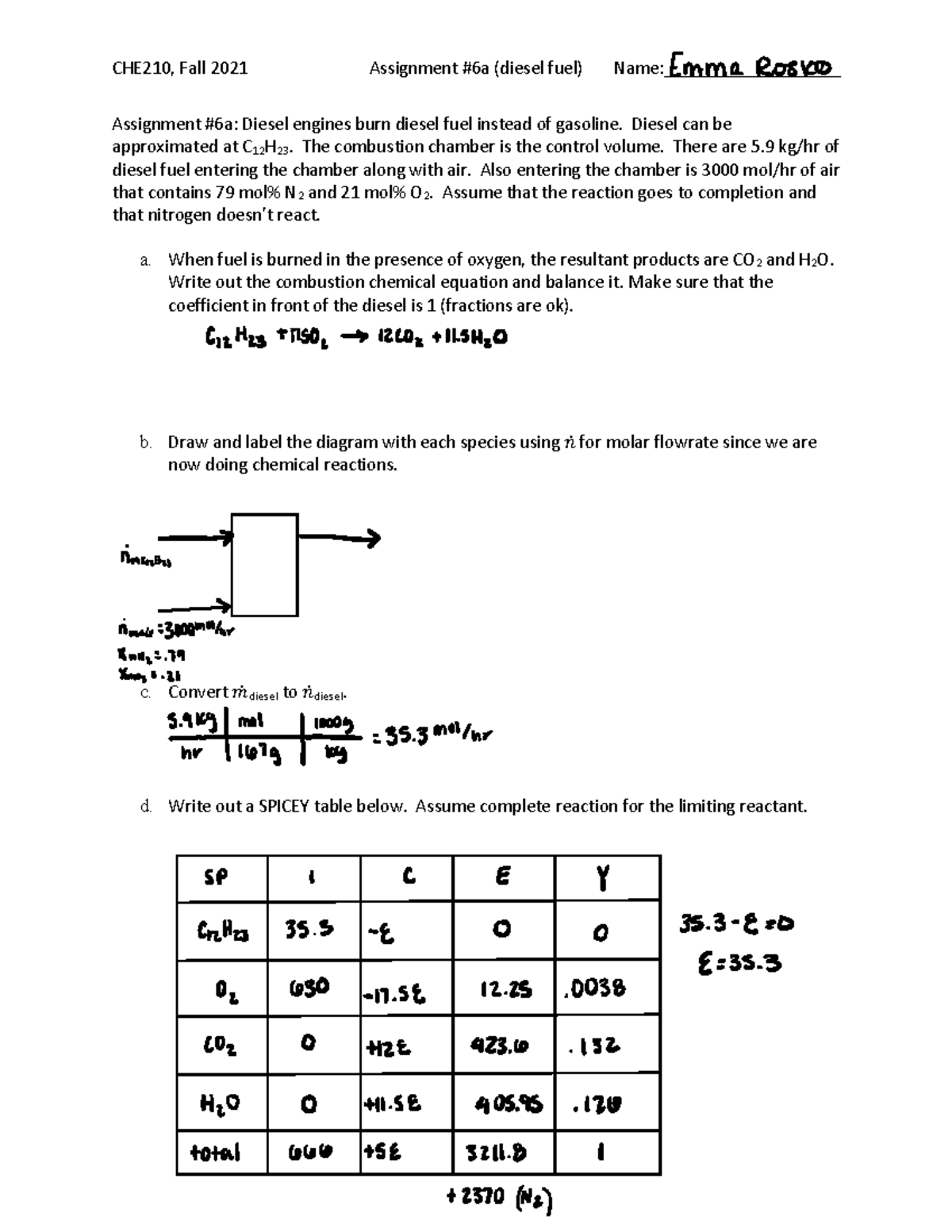 Assignment+%236a+diesel+fuel - CHE210, Fall 2021 Assignment #6a (diesel ...