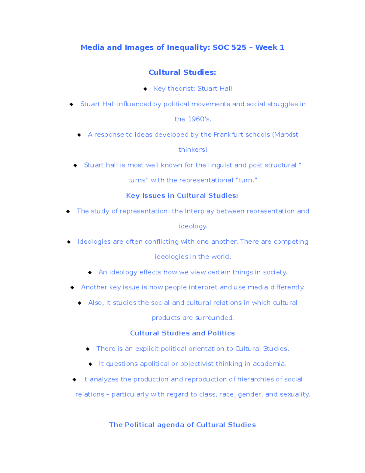 Media and Images on Inequality - Lecture notes - 525 - Media and Images ...