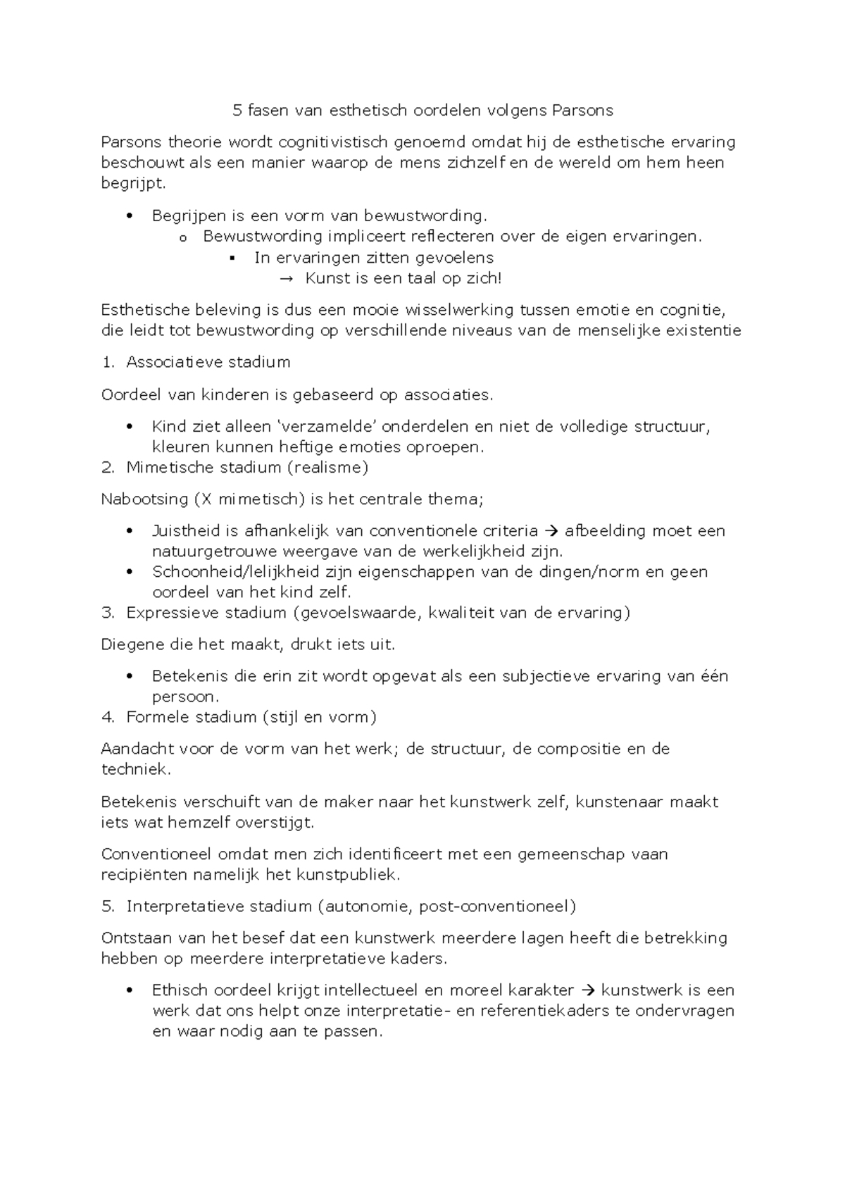 5 fasen van esthetisch oordelen volgens Parsons - Begrijpen is een vorm ...