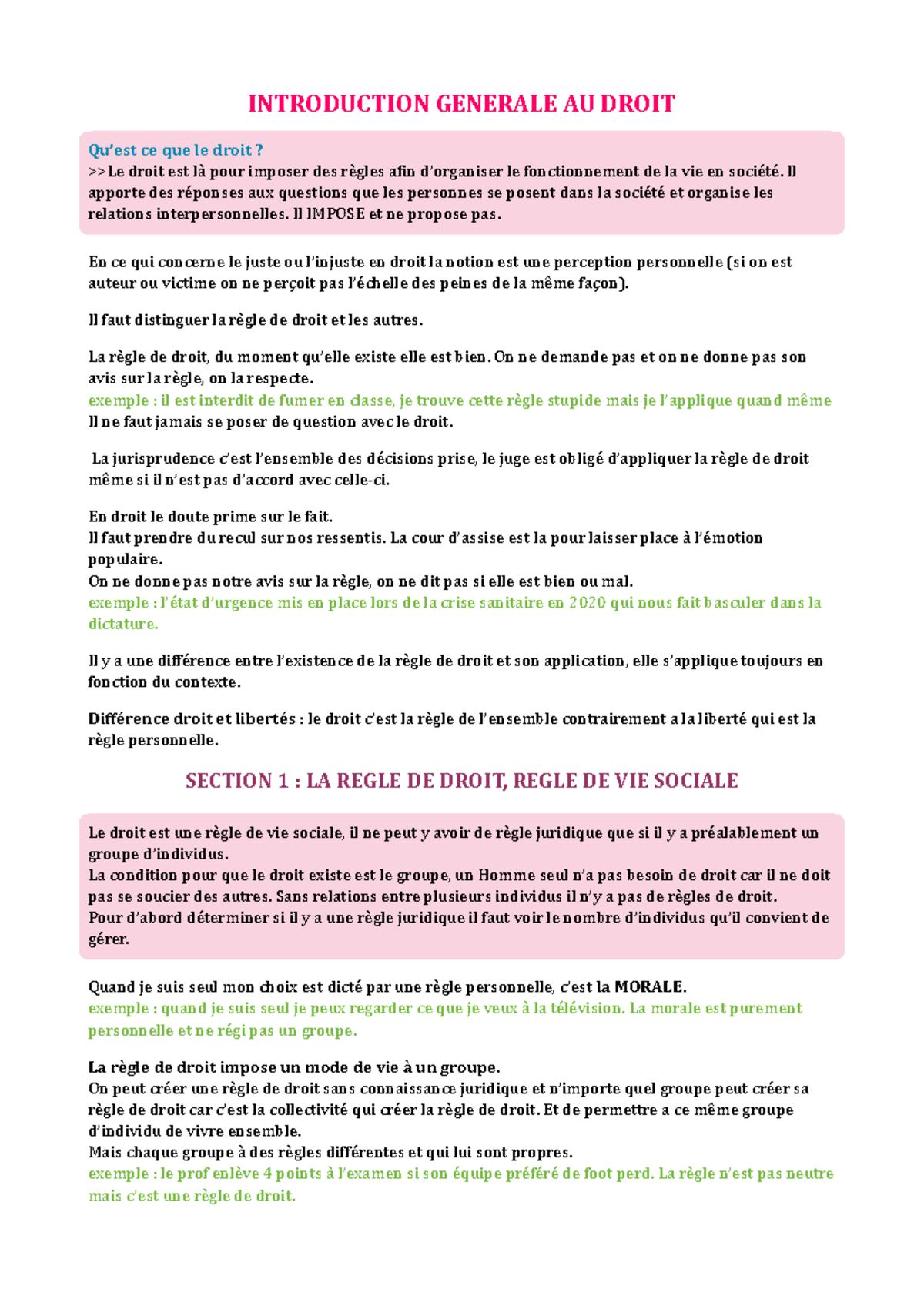 Intro - note de cours L1 droit dunkerque - INTRODUCTION GENERALE AU ...