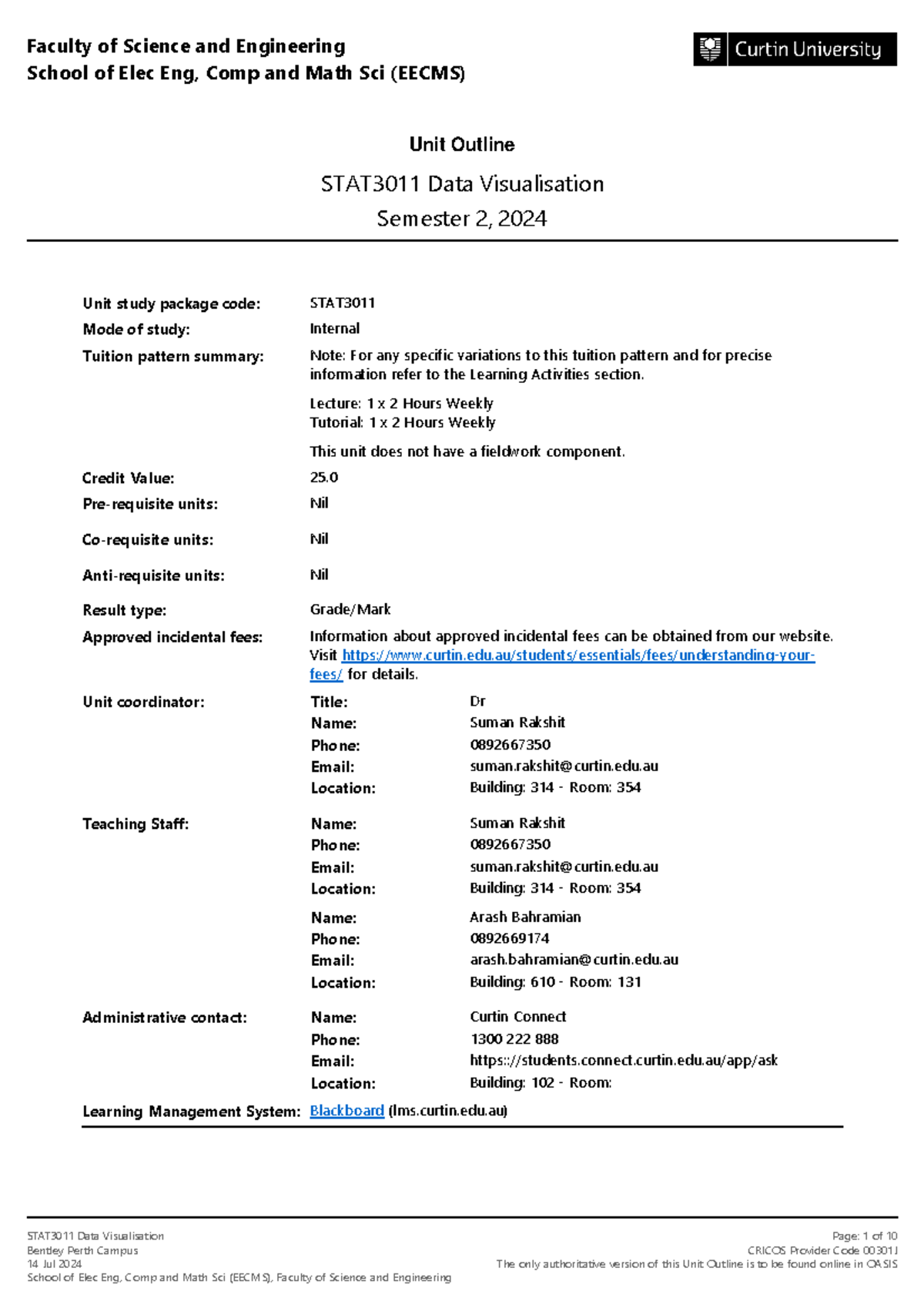 STAT3011 Data Visualisation Semester 2 2024 Bentley Perth Campus INT ...
