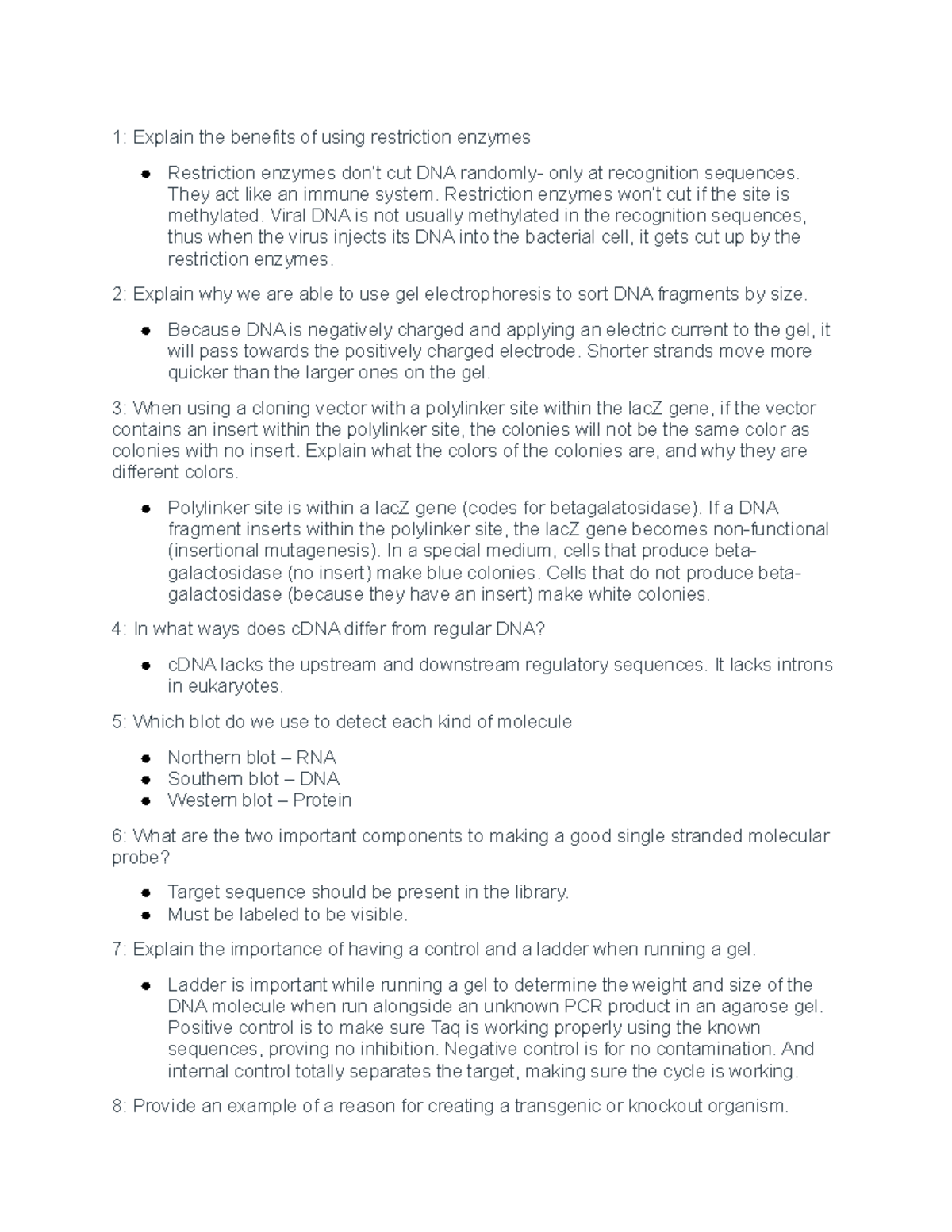 Genetics hw 4 - homework - 1: Explain the benefits of using restriction ...