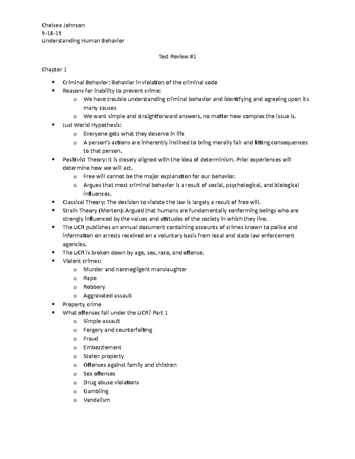 Understanding human behavior exam 1 review - 9-18- Understanding Human ...
