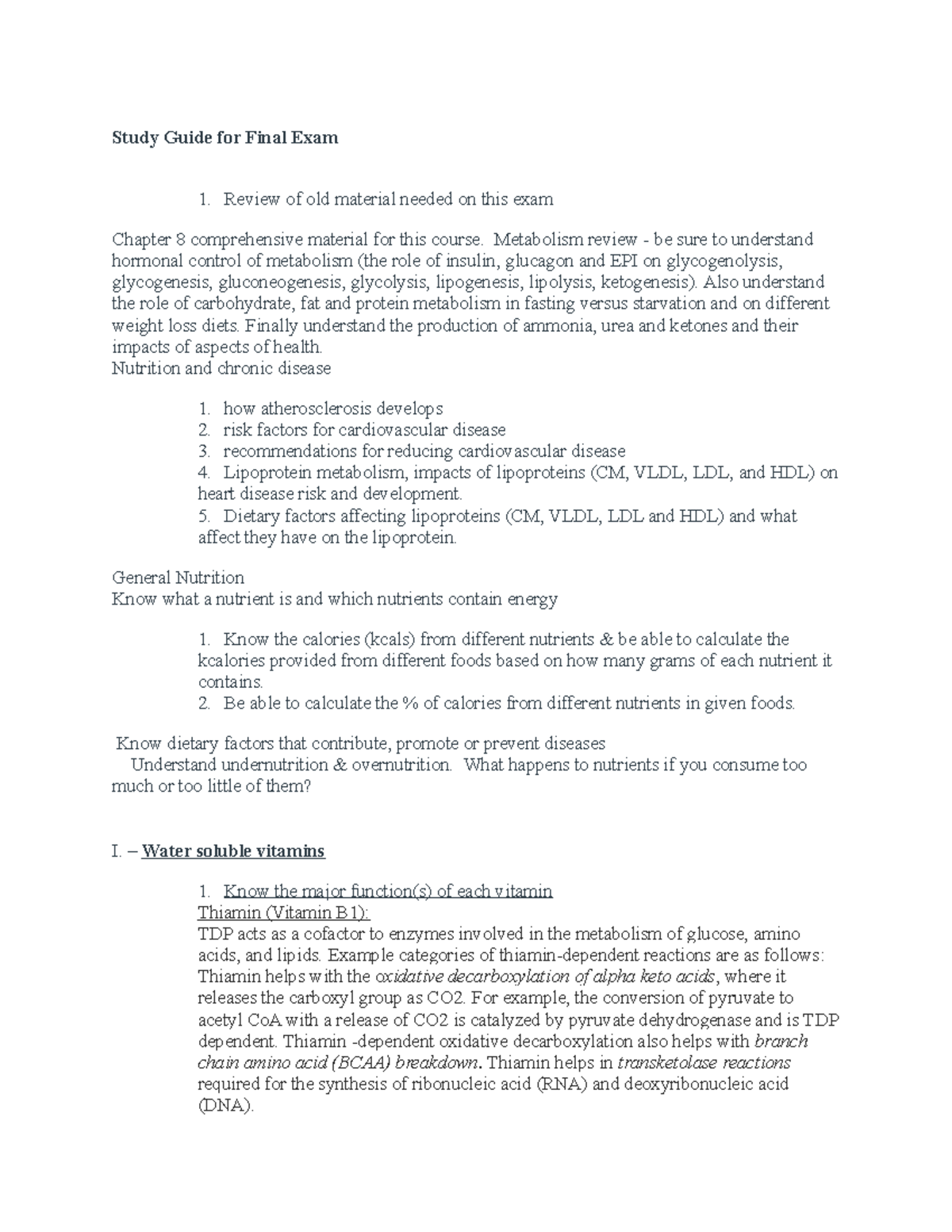 Study Guide for Final Exam - Study Guide for Final Exam Review of old ...