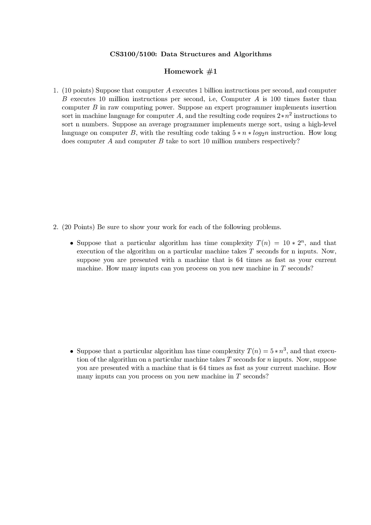 Cs400 Hw1 Data Structures And Algorithms Homework Over Time Complexity