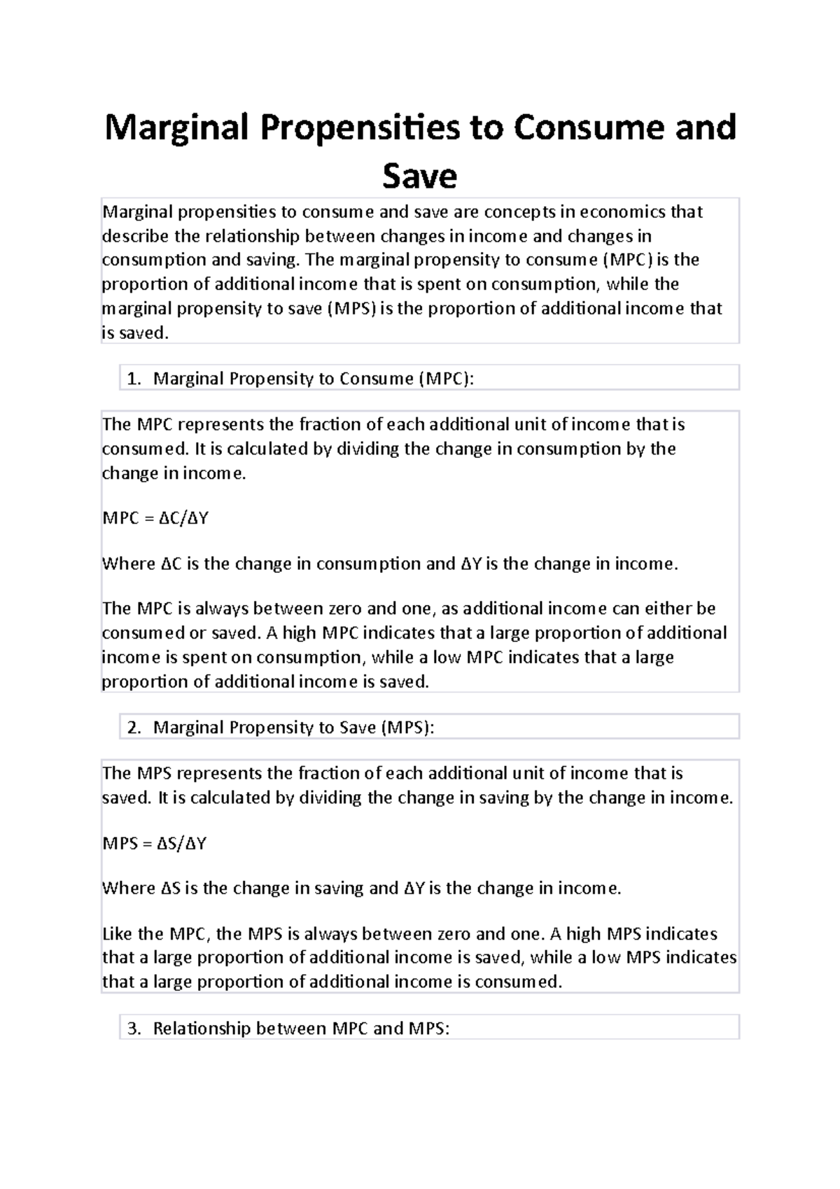Marginal Propensities to Consume and Save - Marginal Propensities to ...