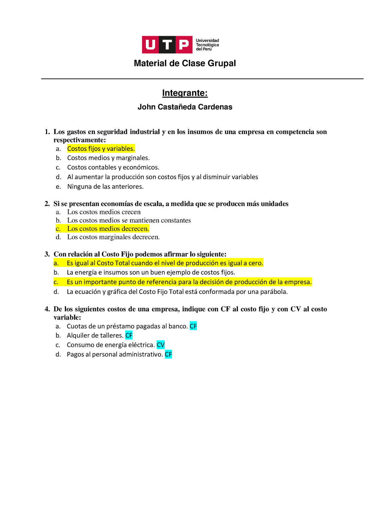 Microeconomia Taller Pdf - Material De Clase Grupal Integrante: John ...