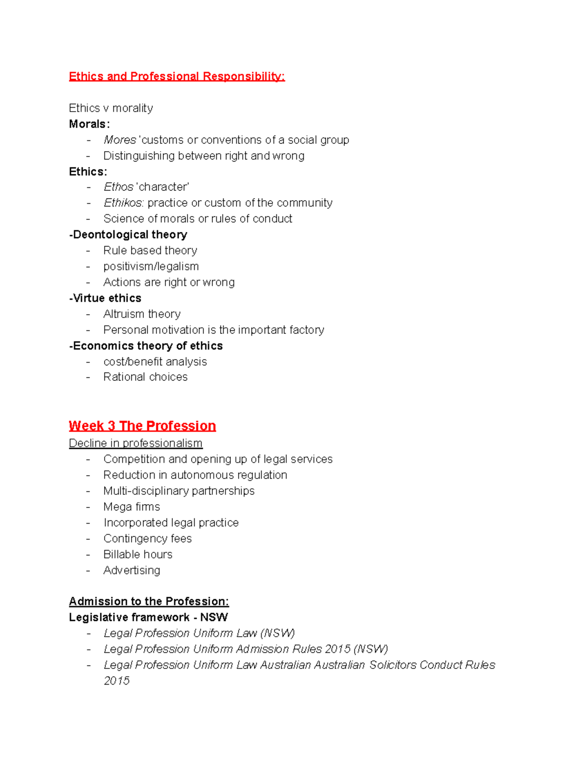Ethics 1197 - notes - Ethics and Professional Responsibility: Ethics v ...