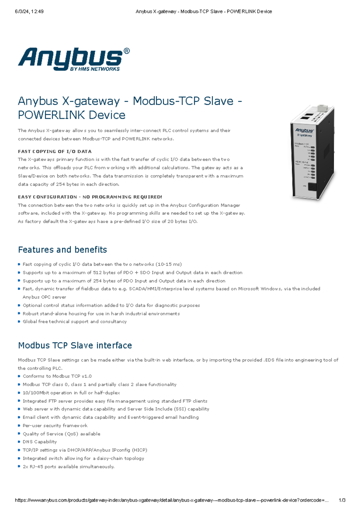 Anybus X-gateway - Modbus-TCP Slave - Powerlink Device - 6/3/24, 12:49 ...