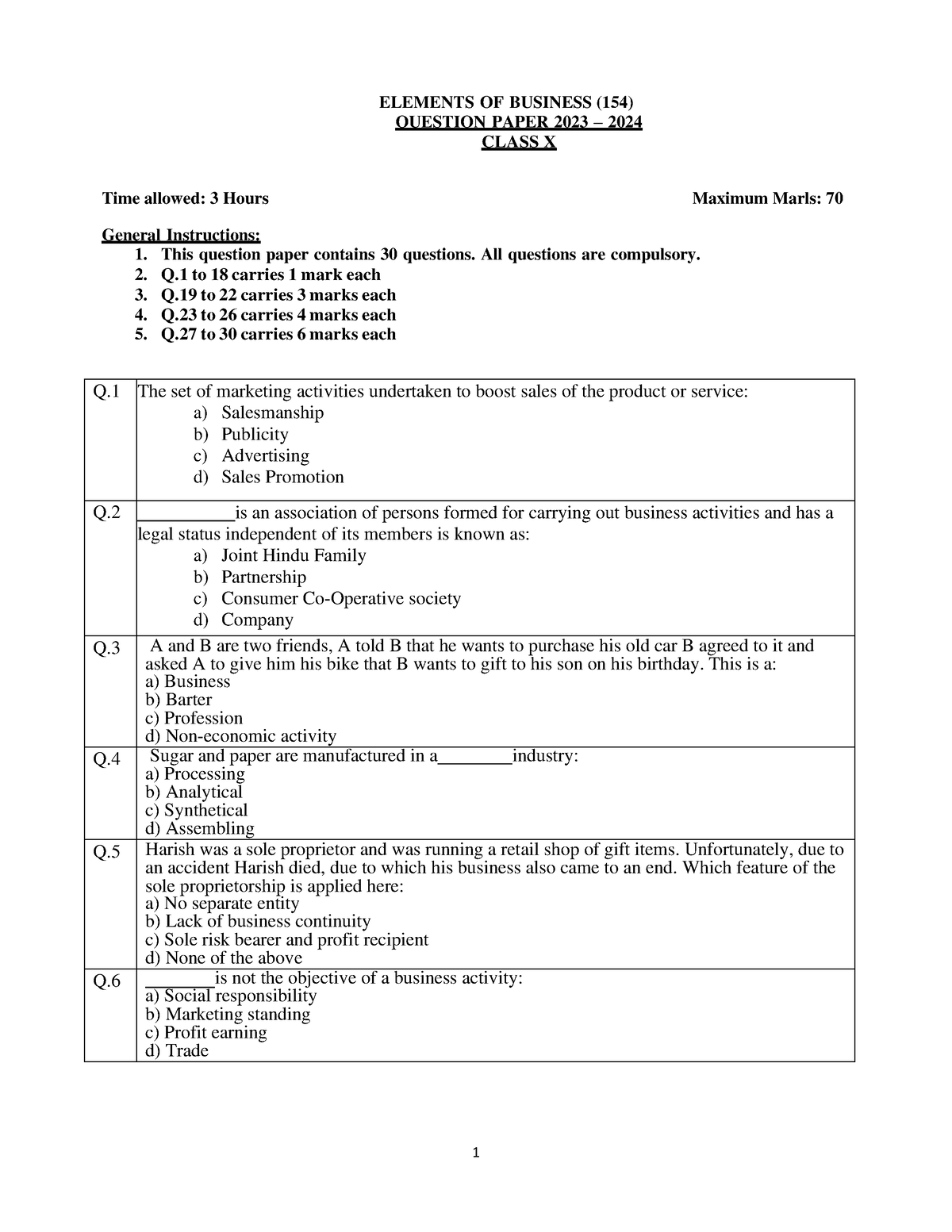 Elements Business SQP ELEMENTS OF BUSINESS 154 QUESTION PAPER 2023   Thumb 1200 1553 