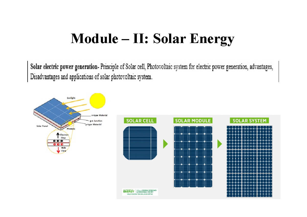 RES Module 2.2 - Module – II: Solar Energy Solar cells A solar cell is ...