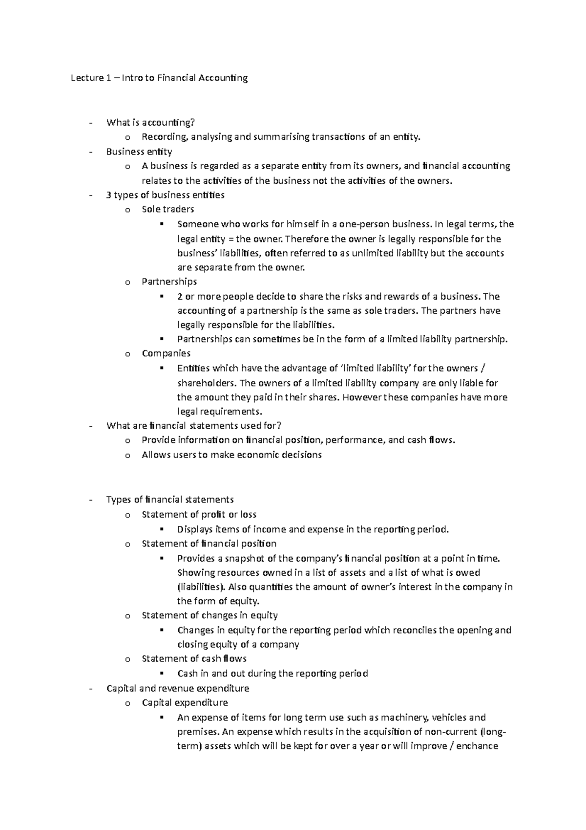 Lecture 1 - Intro to Financial Accounting - Lecture 1 – Intro to ...