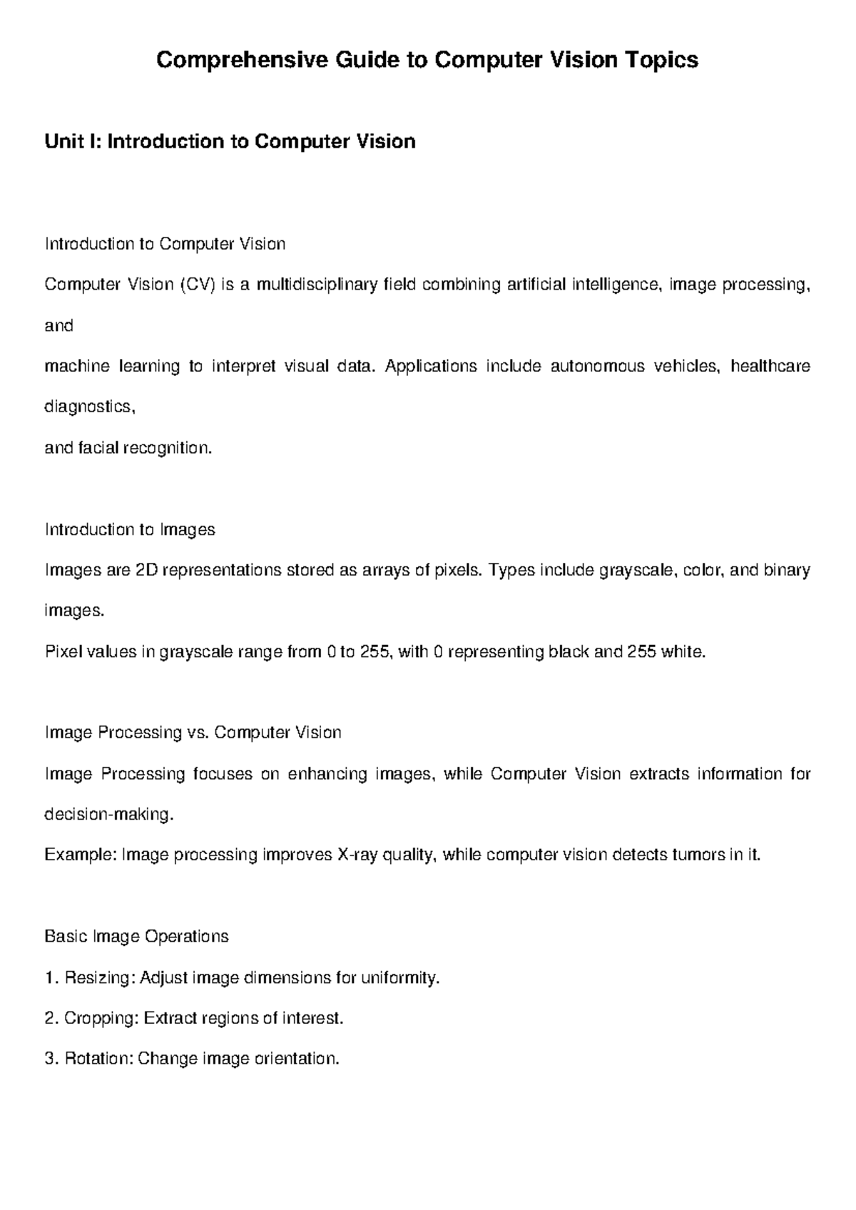 Computer Vision Syllabus Booklet - Comprehensive Guide to Computer ...