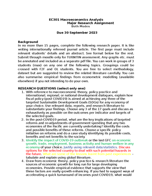 Ec301 Major Assignment - EC301 MAJOR ASSIGNMENT Question 5 Topic ...