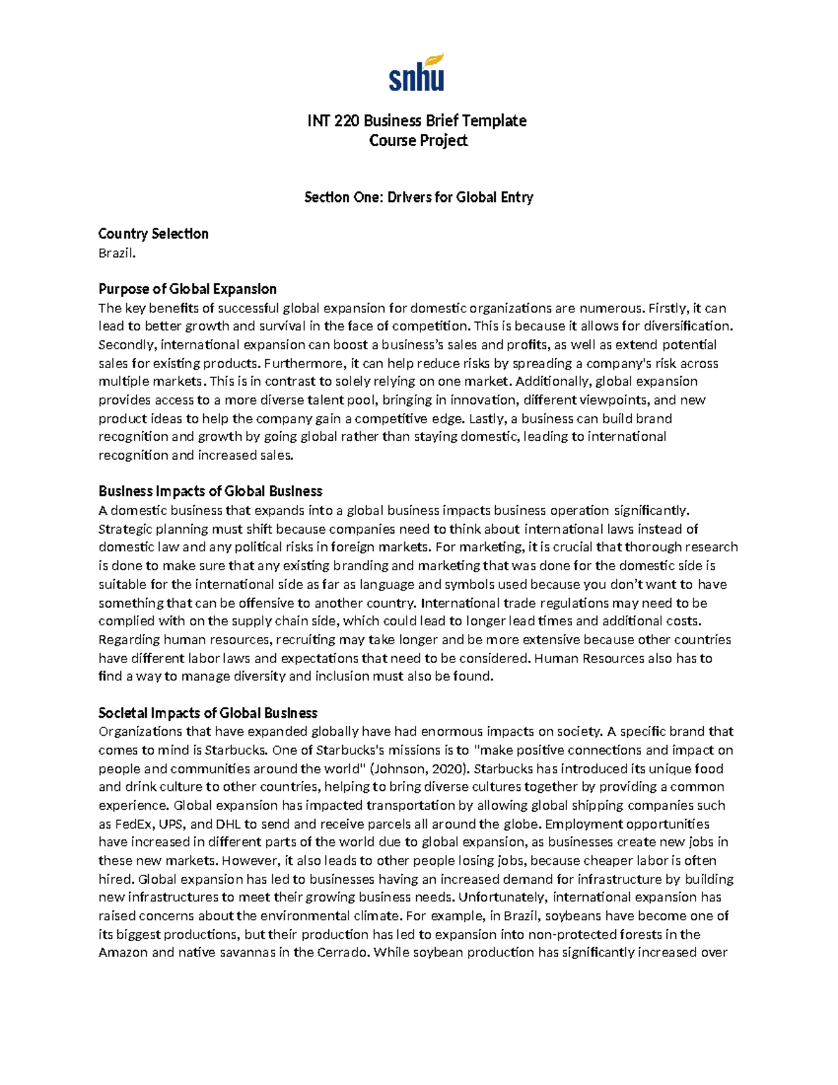 INT 220 7-1 Project - INT 220 Business Brief Template Course Project ...