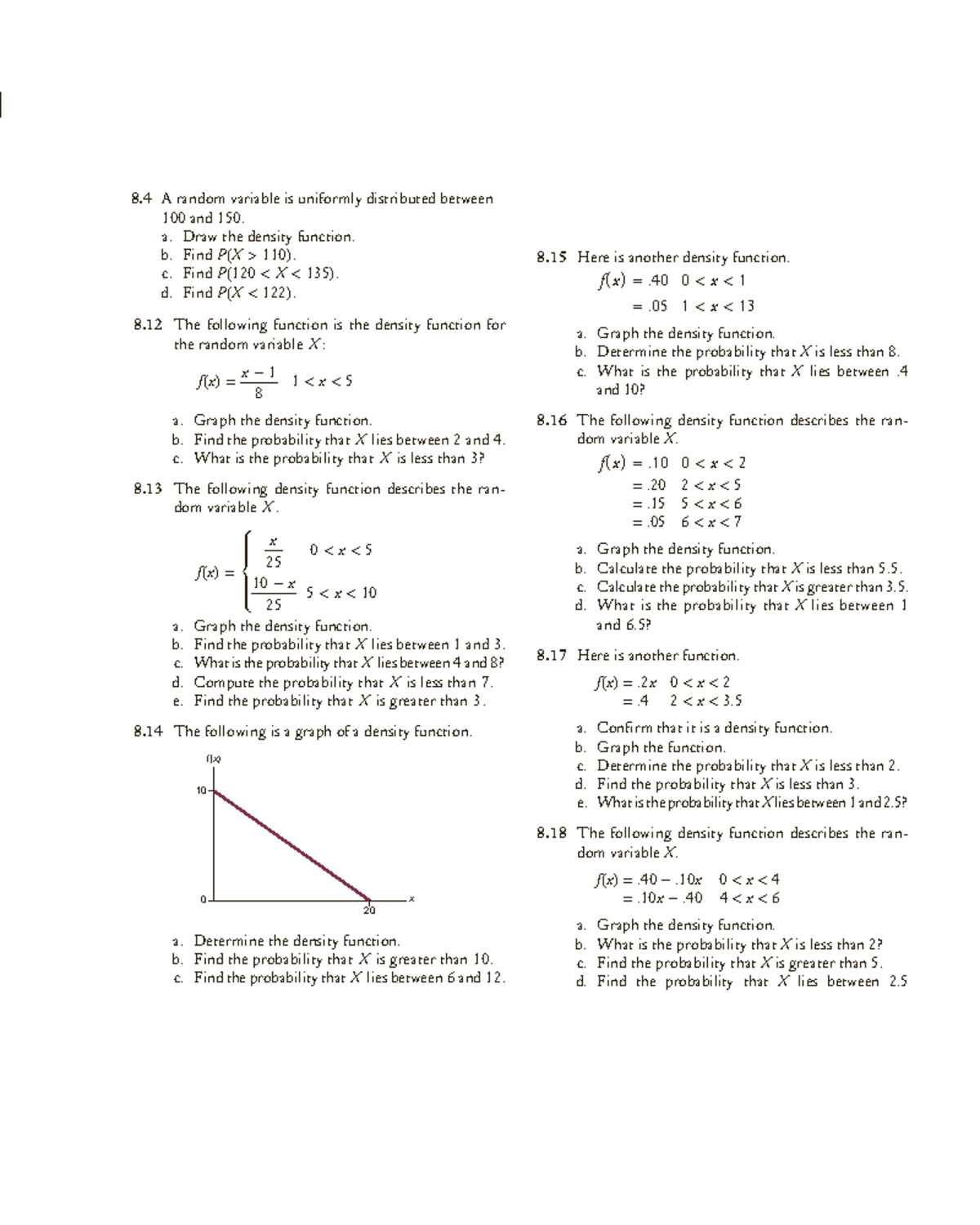6 chapter 8 continuous rv - normal - 8 The following function is the ...