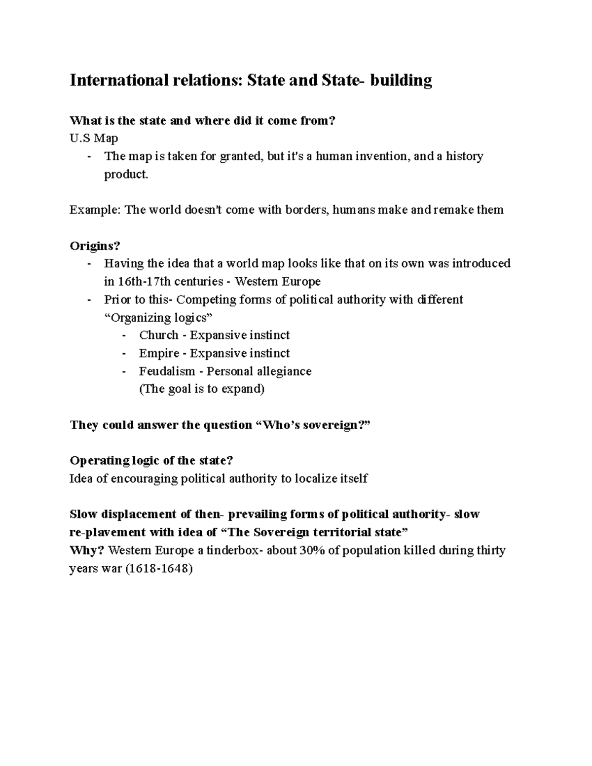 International relations State and State- building-2 - Example: The ...