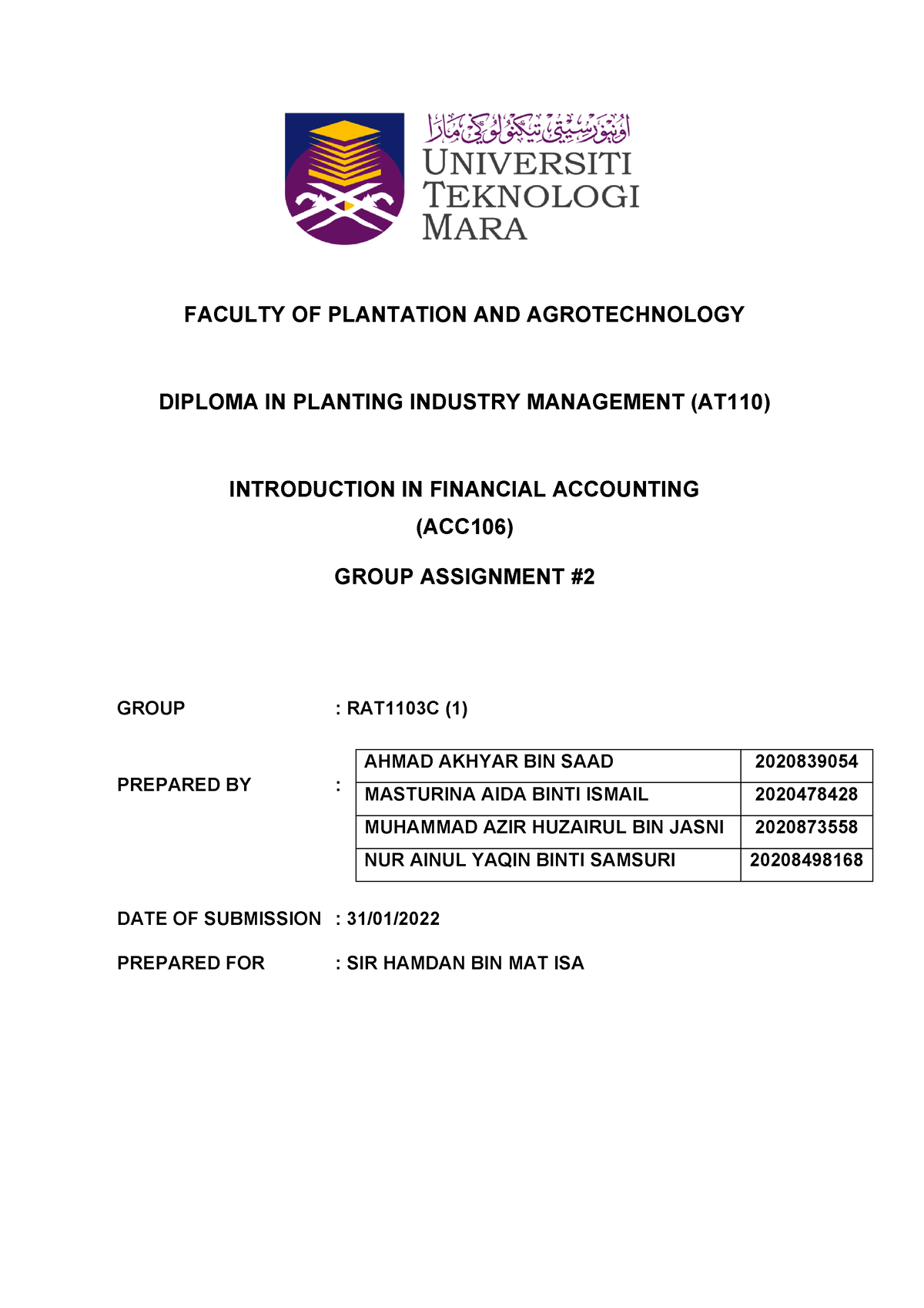 acc106 assignment conclusion