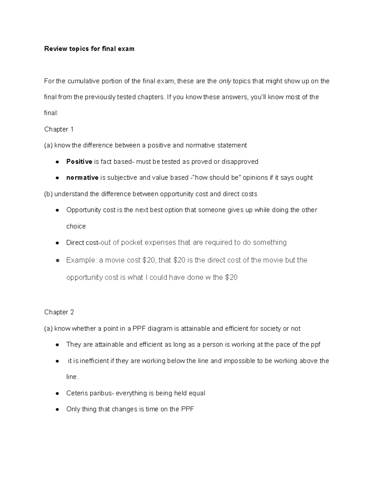 Econ Final Review - Review Topics For Final Exam For The Cumulative ...