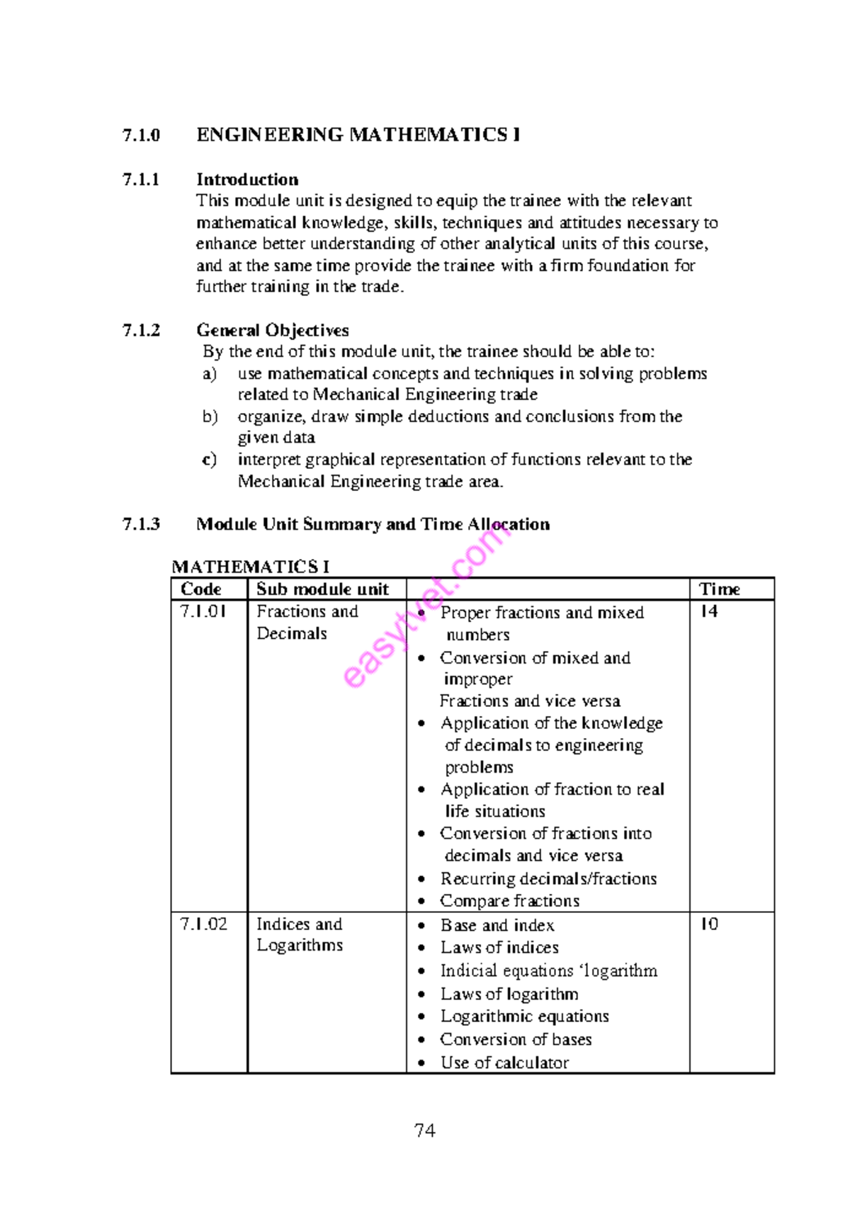 Engineering Mathematics I 2012knec marking scheme - 7.1 ENGINEERING ...