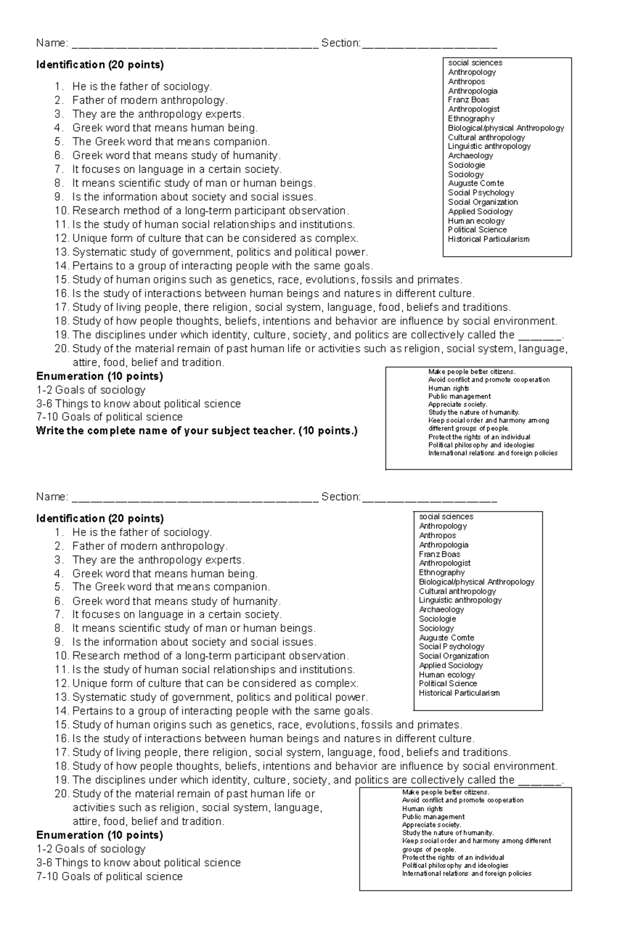 Lesson 1 summative - ucsp test - Name ...