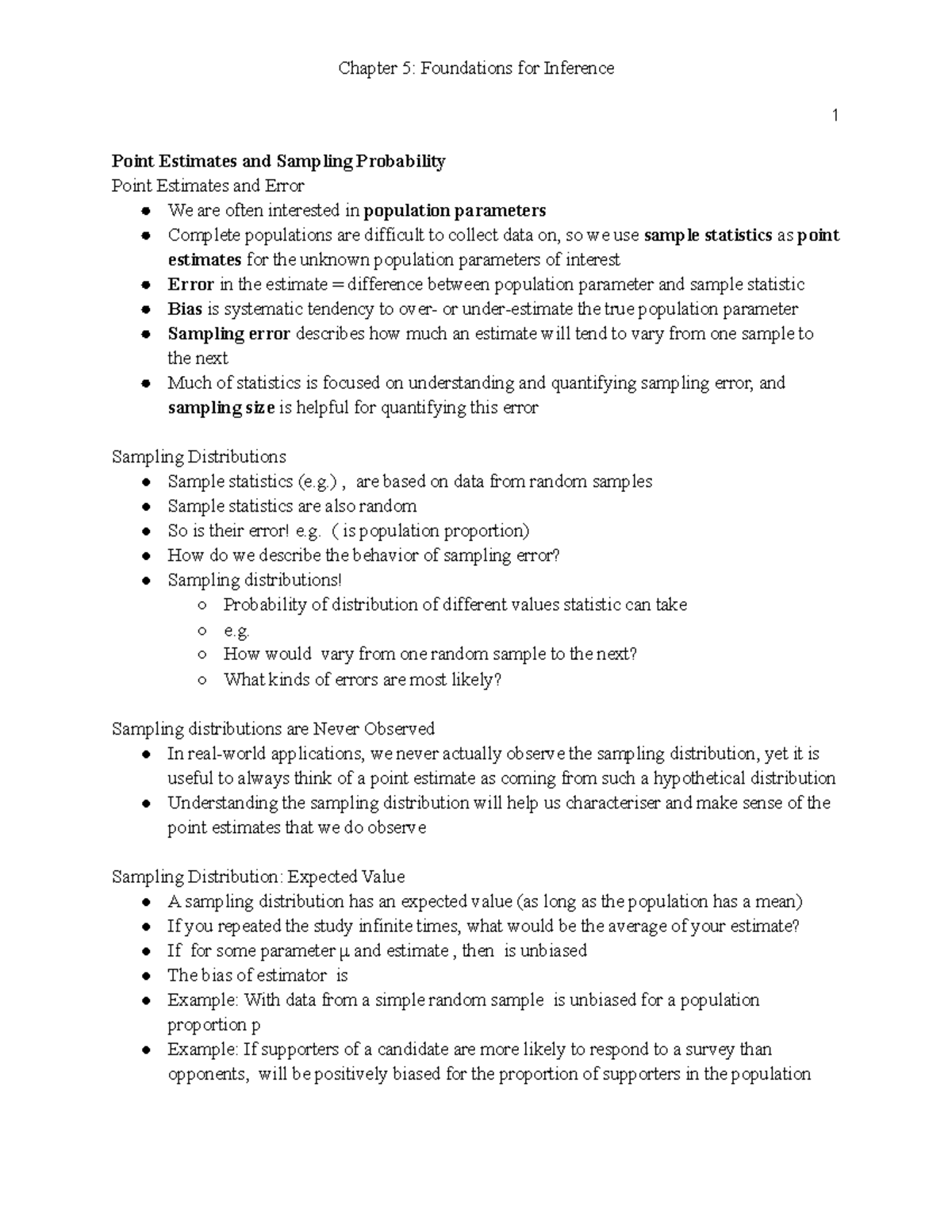 Chapter 5 Notes - Adam Sales - 1 Point Estimates and Sampling ...