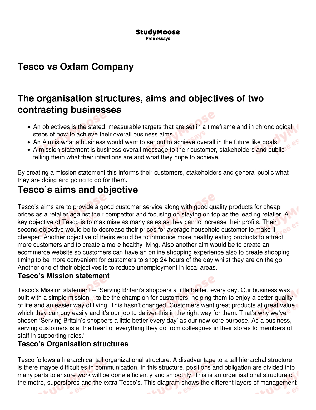 tesco structure