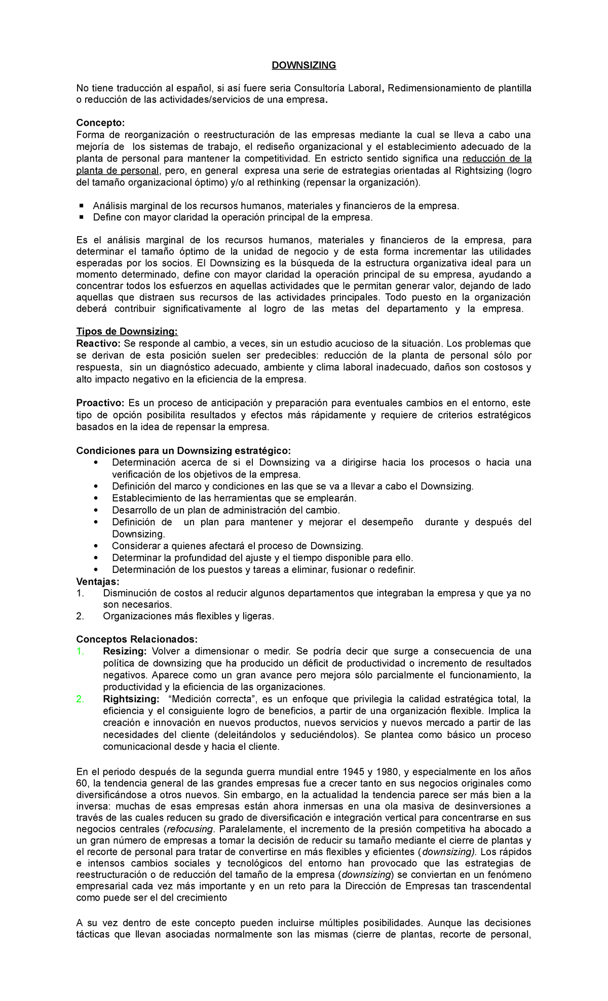 Como Se Aplica El Downsizing En Una Empresa Nueva Aplicación
