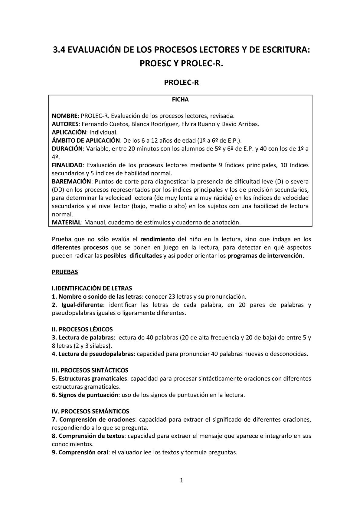 Comprar Proesc, Evaluacion de los Procesos de Escritura De Fernando Cuetos  Vega - Buscalibre