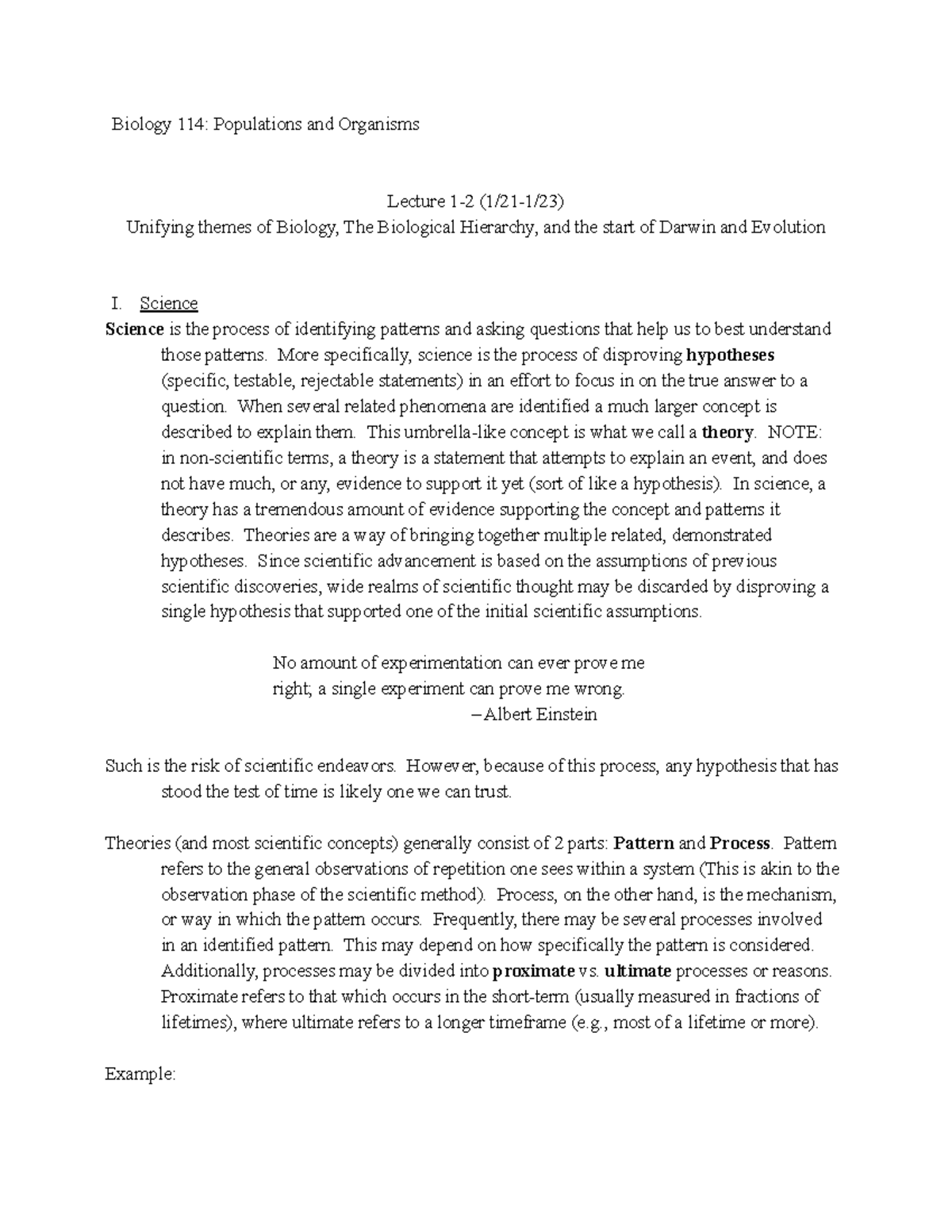 BIOL 114 All Lecture Notes - Biology 114: Populations and Organisms ...