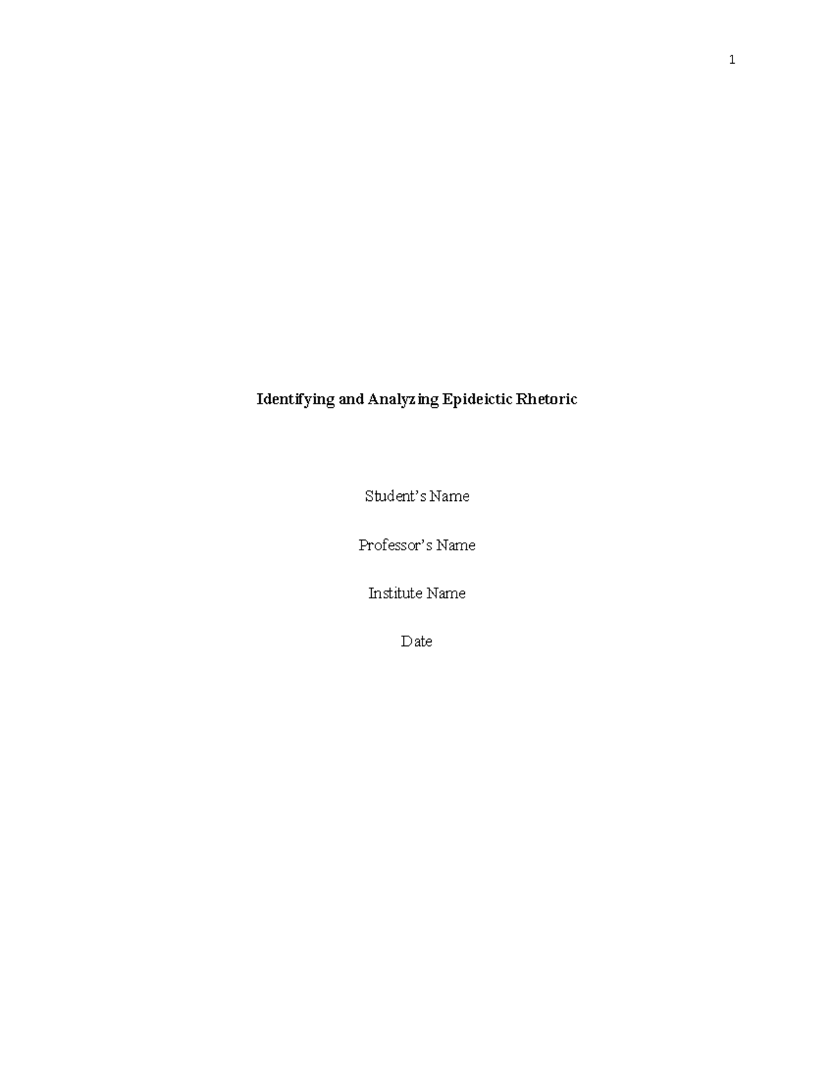 Identifying and Anlayzing Rheotoric Analyses - Identifying and ...