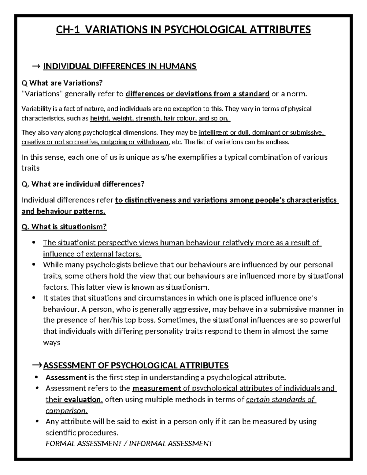CH1 Variations IN Psychological Attributes - CH-1 VARIATIONS IN ...