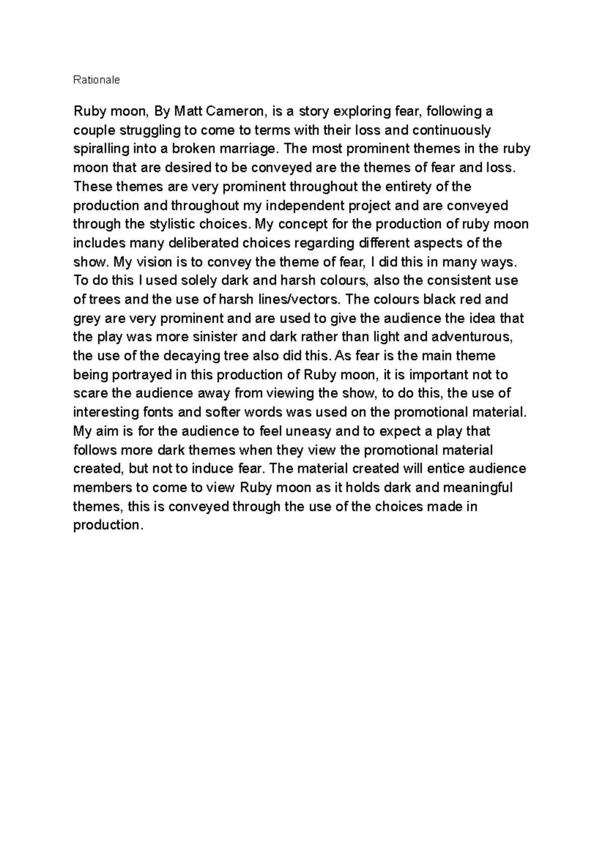 Printing - Resources for study Ruby Moon - Rationale Ruby moon, By Matt ...