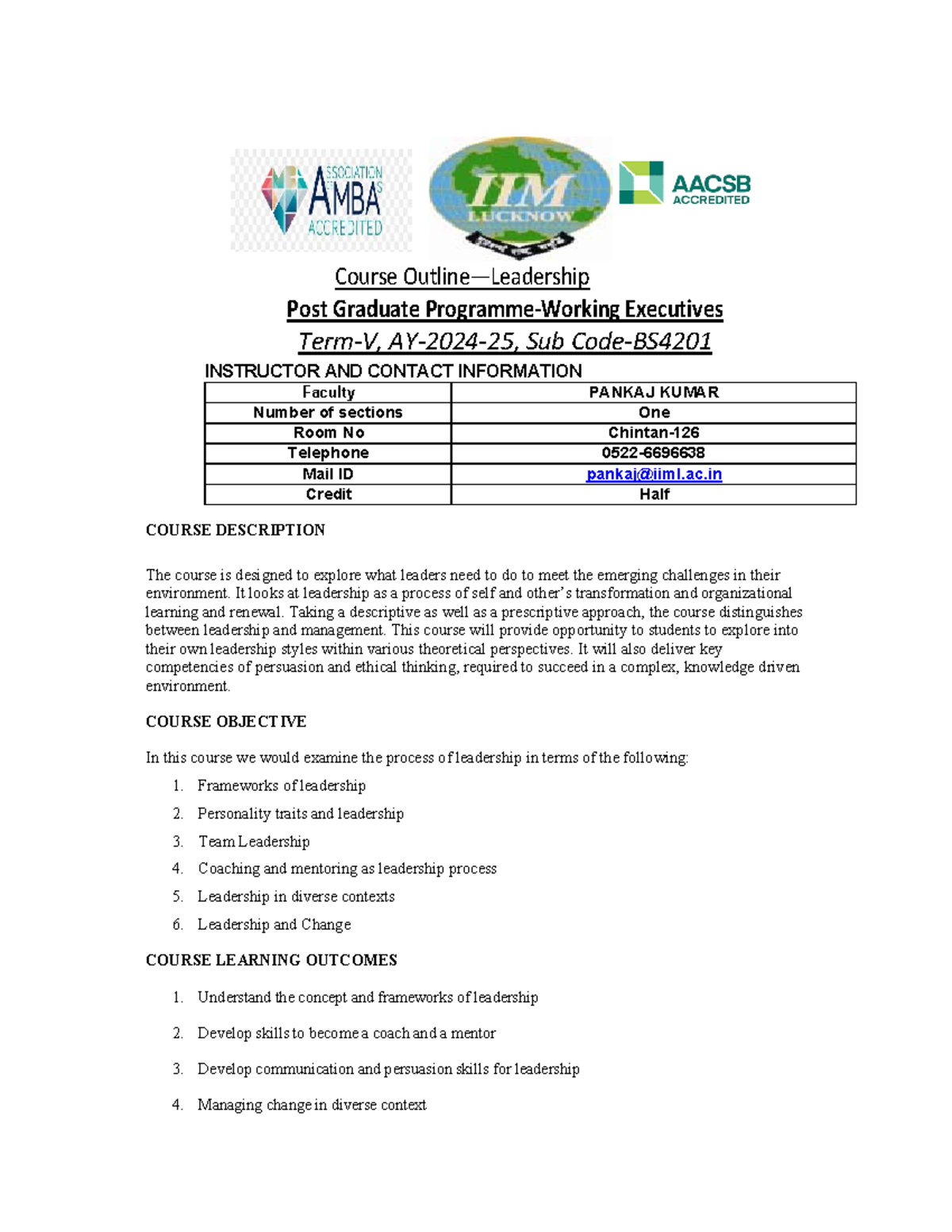 Pgpwe LS Course Outline 2024 25 - Course Outline—Leadership Post ...