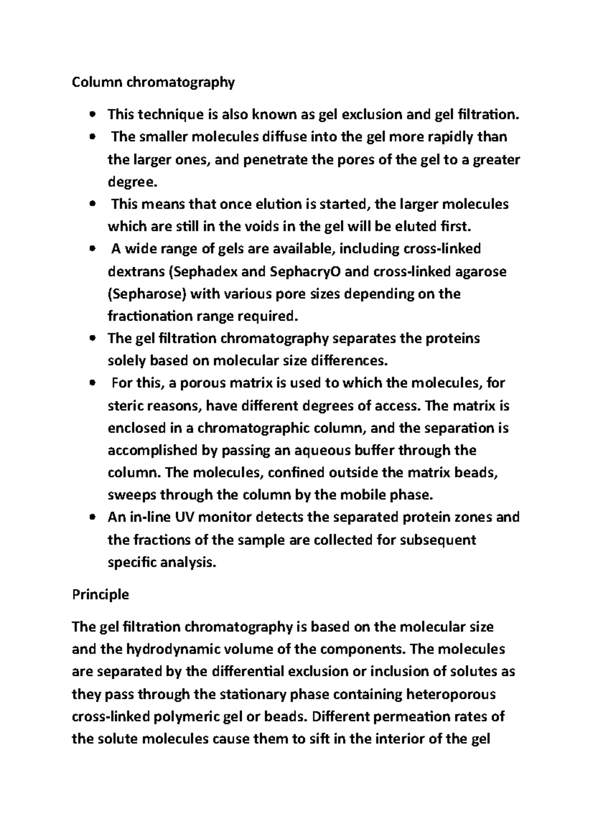 Column chromatography - The smaller molecules diffuse into the gel more ...