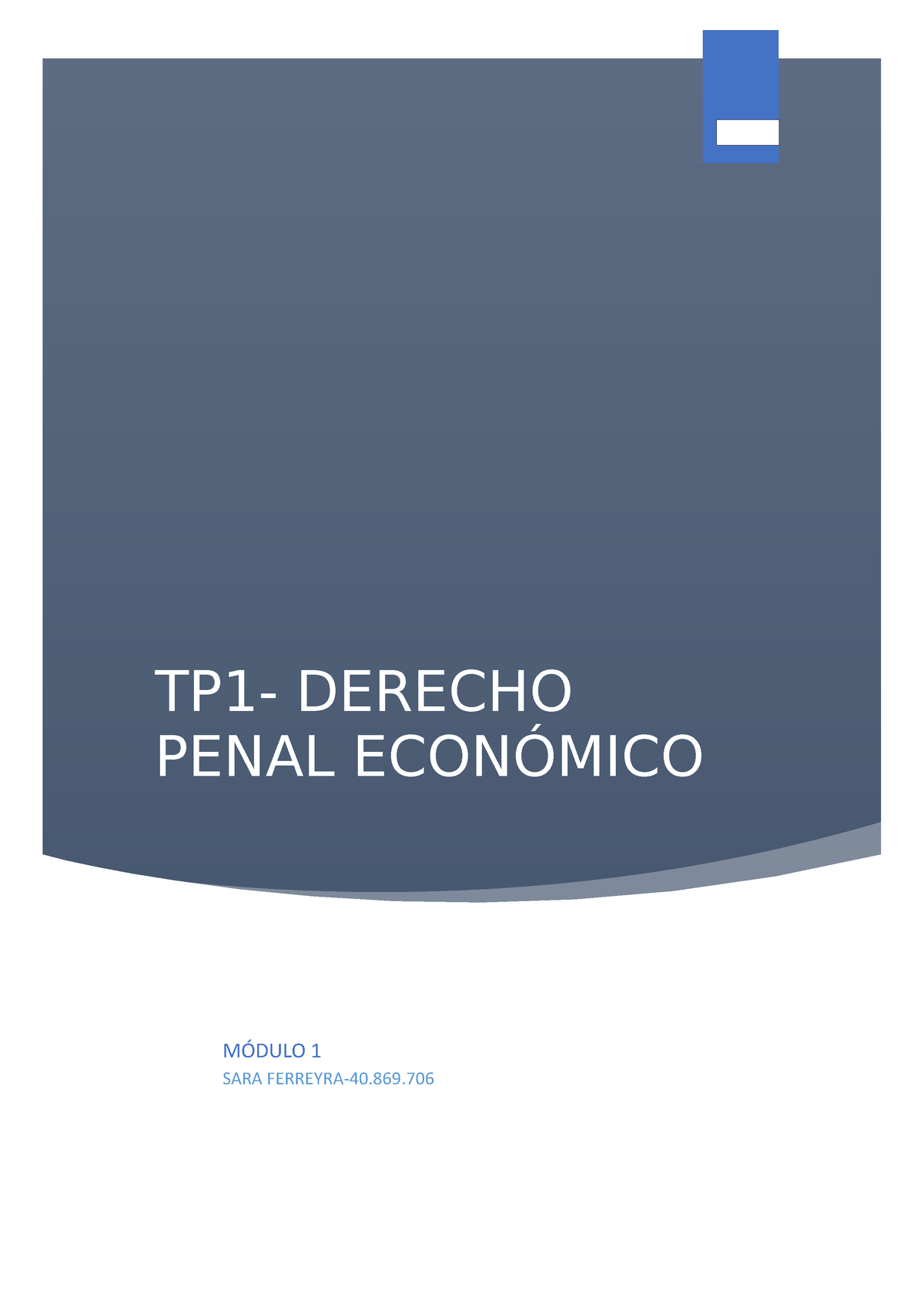 TP1- Derecho Penal Económico - TP1- DERECHO PENAL ECONÓMICO MÓDULO 1 ...