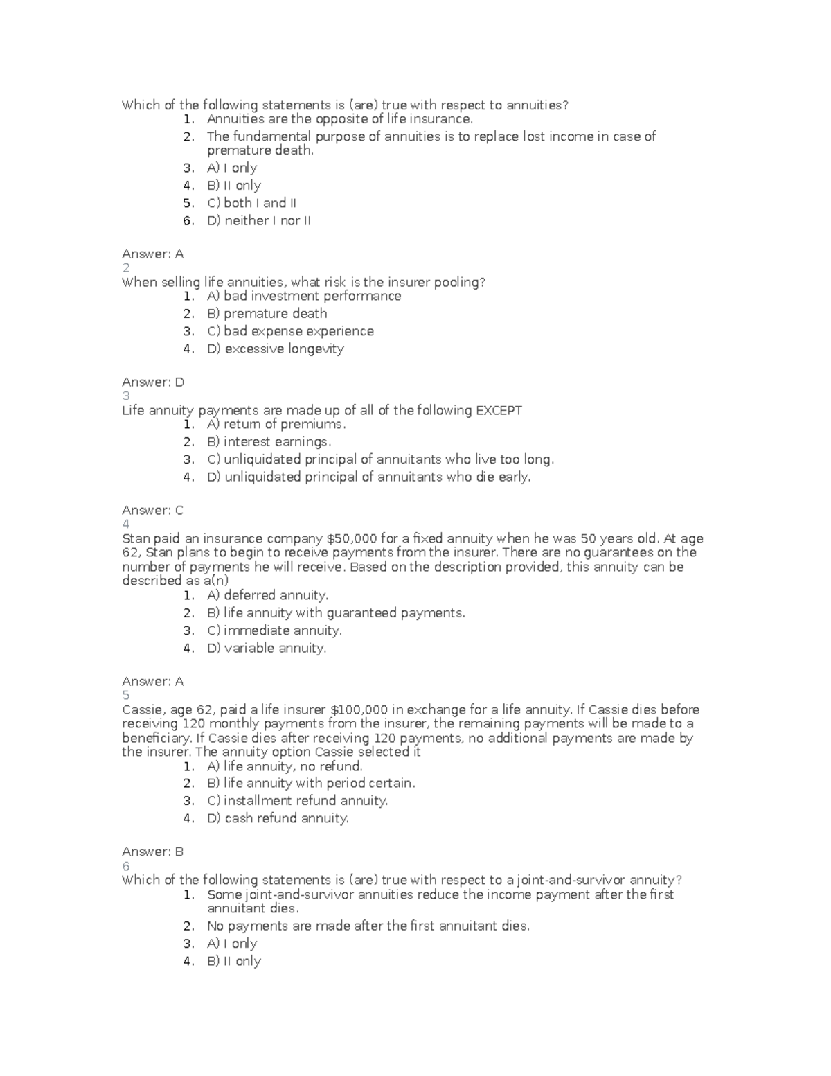 Chapter 14 Life Insurance - Which Of The Following Statements Is (are 