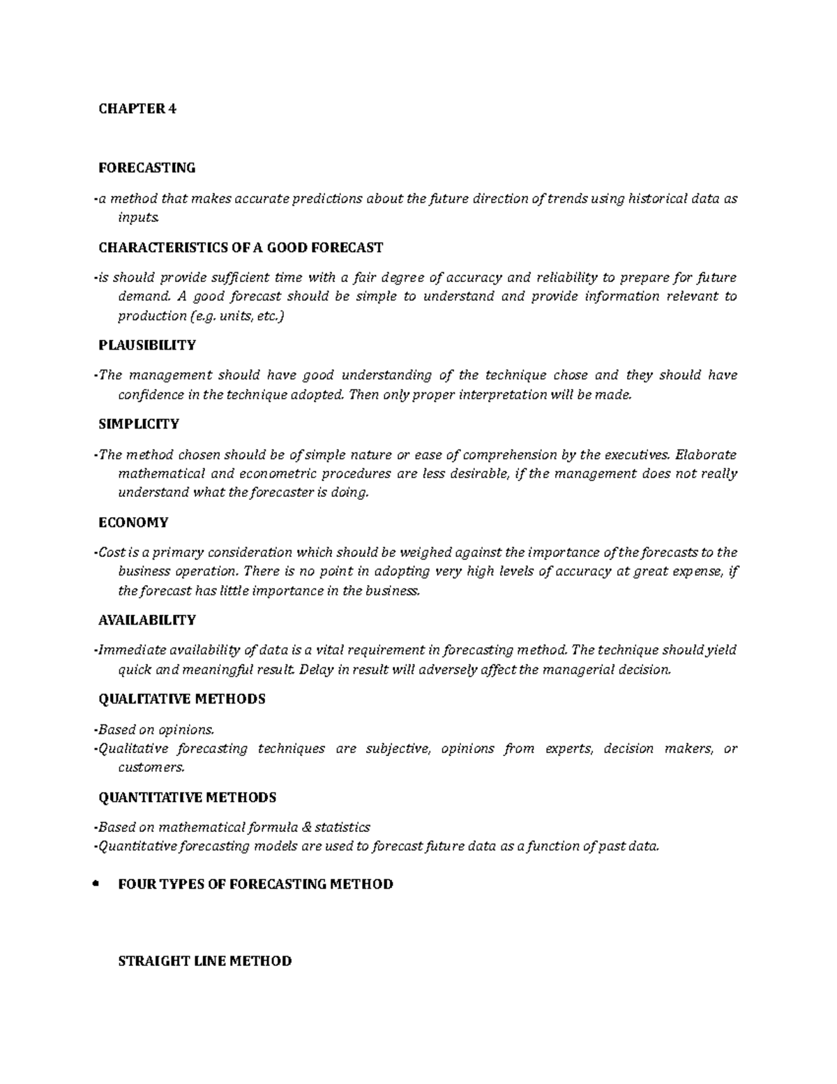 Chapter-4-and-5 - forecasting - CHAPTER 4 FORECASTING a method that ...