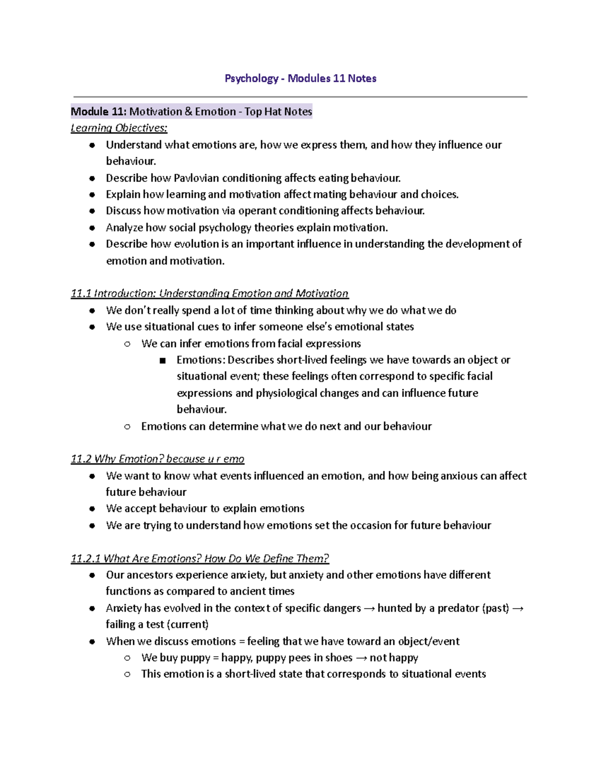 Psychology - Module 11 NotesPsychology - Module 11 NotesPsychology ...