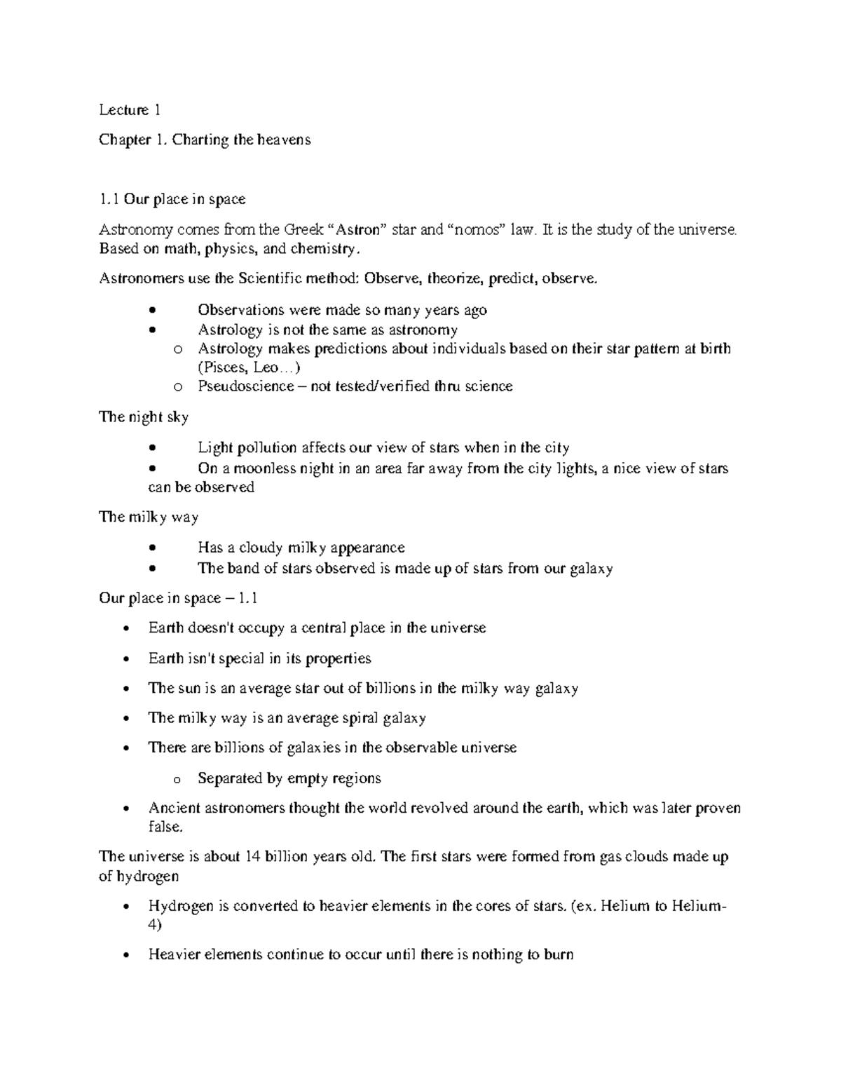 Lecture 1 - chapter 1 - charting the heavens - Lecture 1 Chapter 1 ...