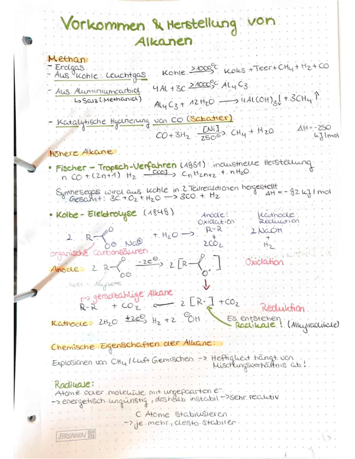 Halogenalkane, SR - SS20 - Vorkommen I Herstellun Alkanen Methan Ercl ...