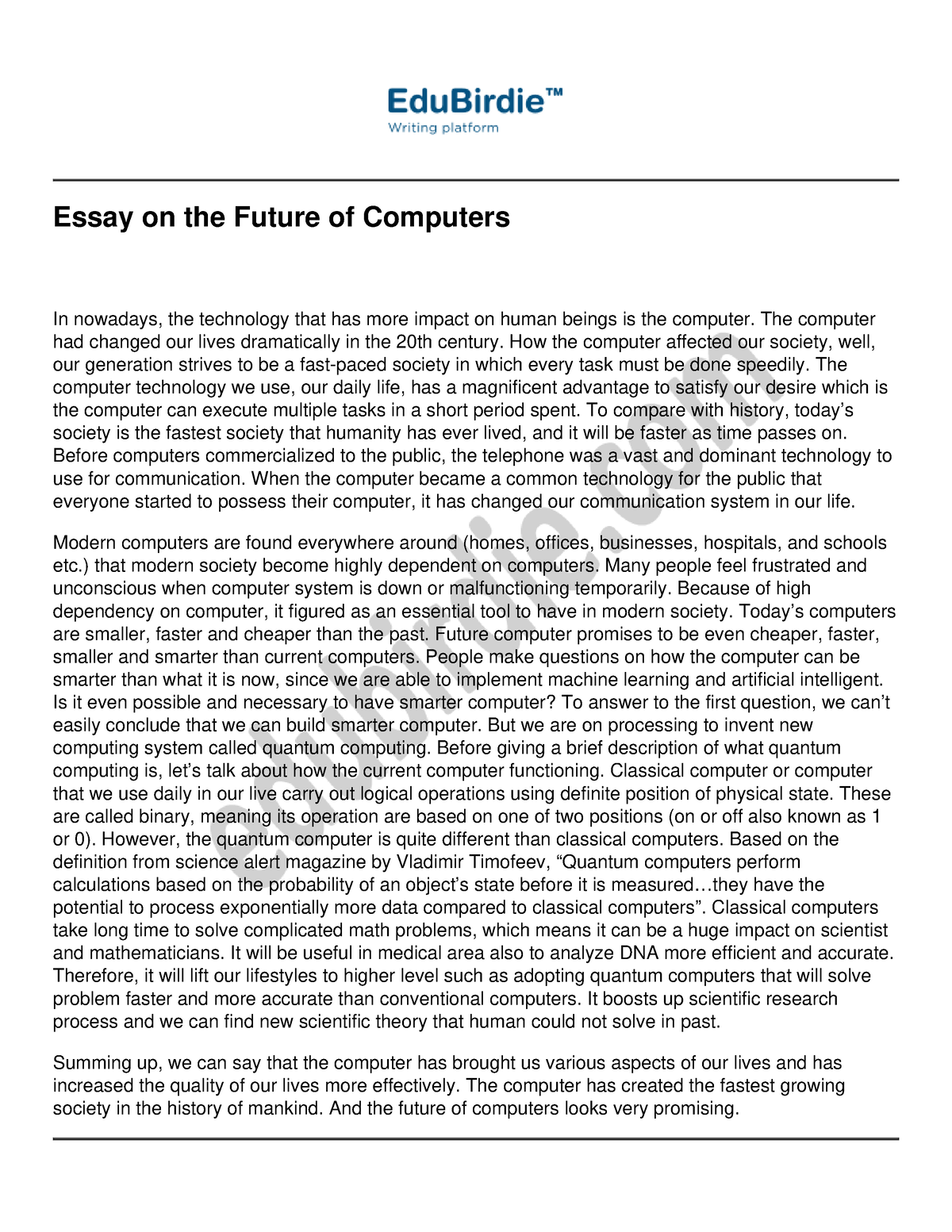 future of computer essay