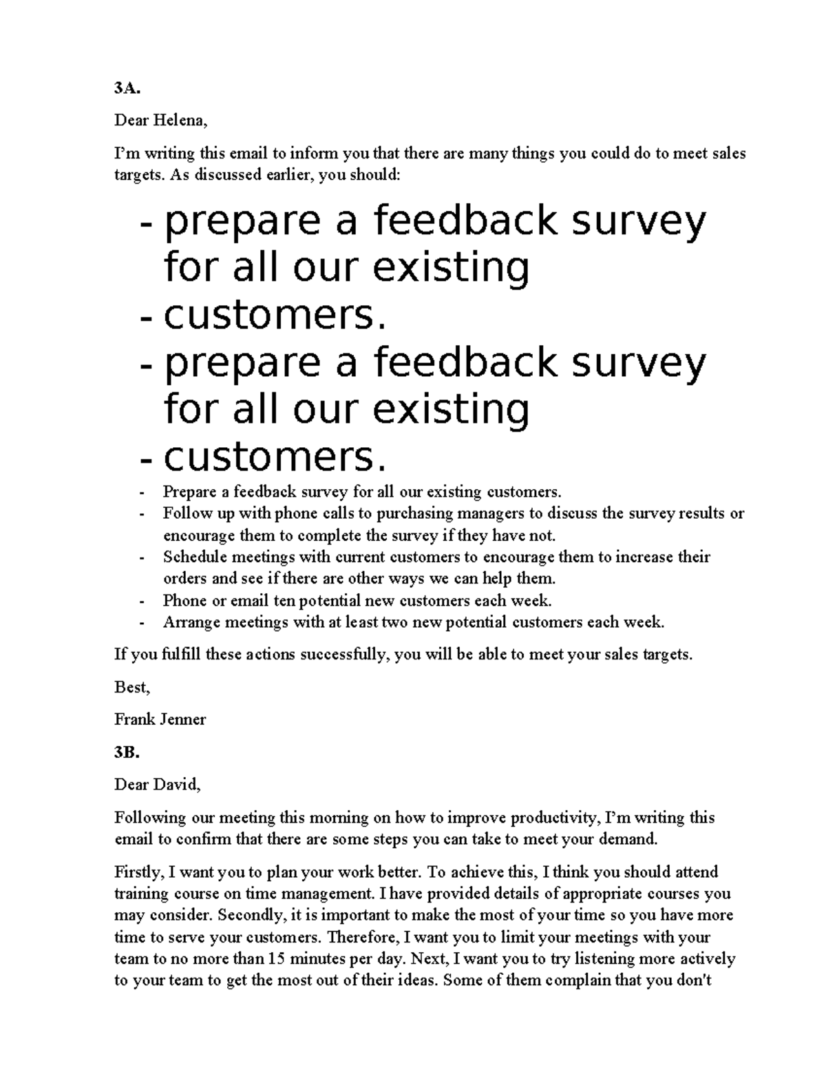 Business Partner - 3A. Dear Helena, I’m writing this email to inform ...